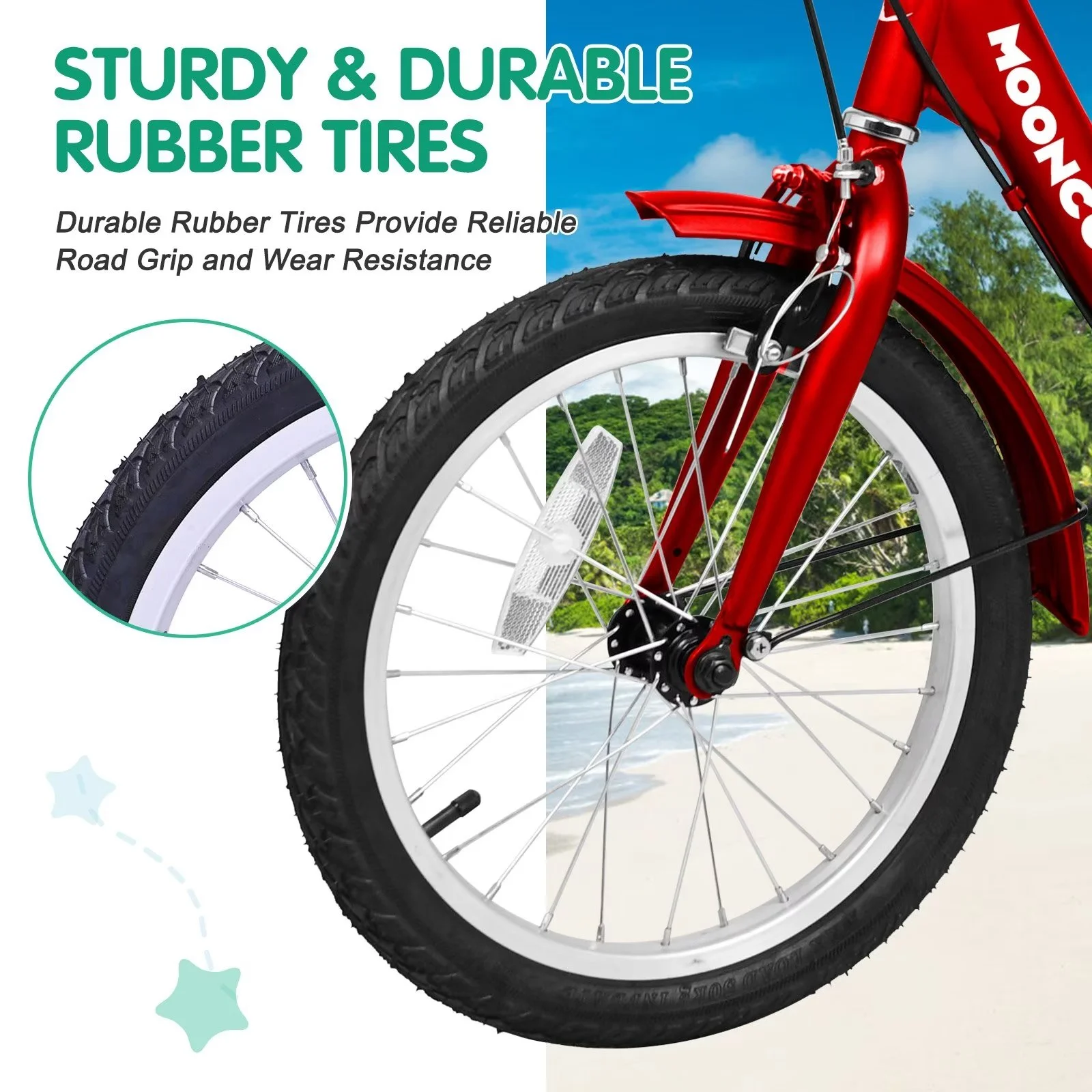 MOPHOTO 16 inch Tricycle Child, Trike For Adult, Single Speed Cruiser 3 Wheel Bicycles with Basket for Women Men,  Red