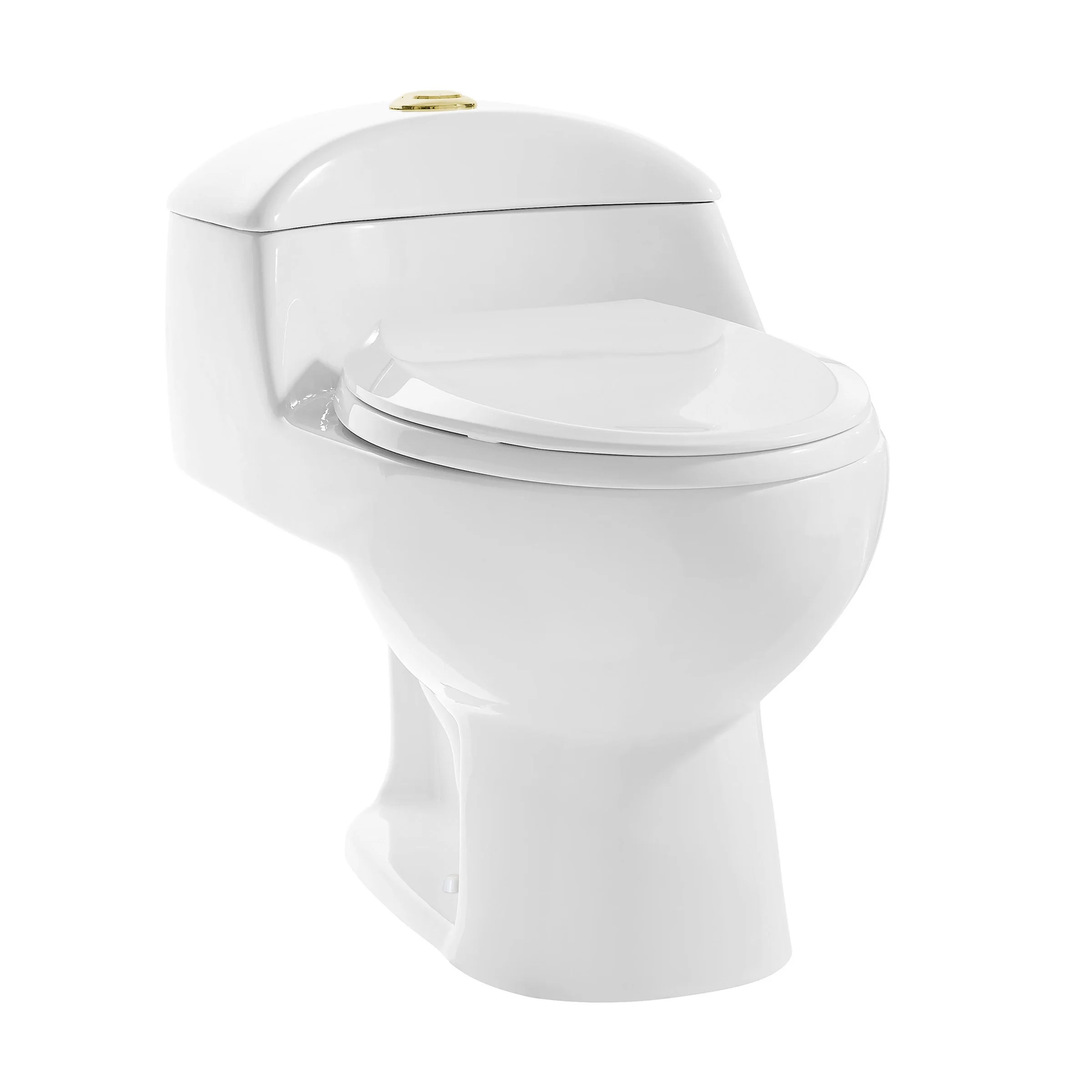 Montparnasse One Piece Elongated Toilet Dual Flush, Brushed Gold Hardware 1.1/1.6 gpf