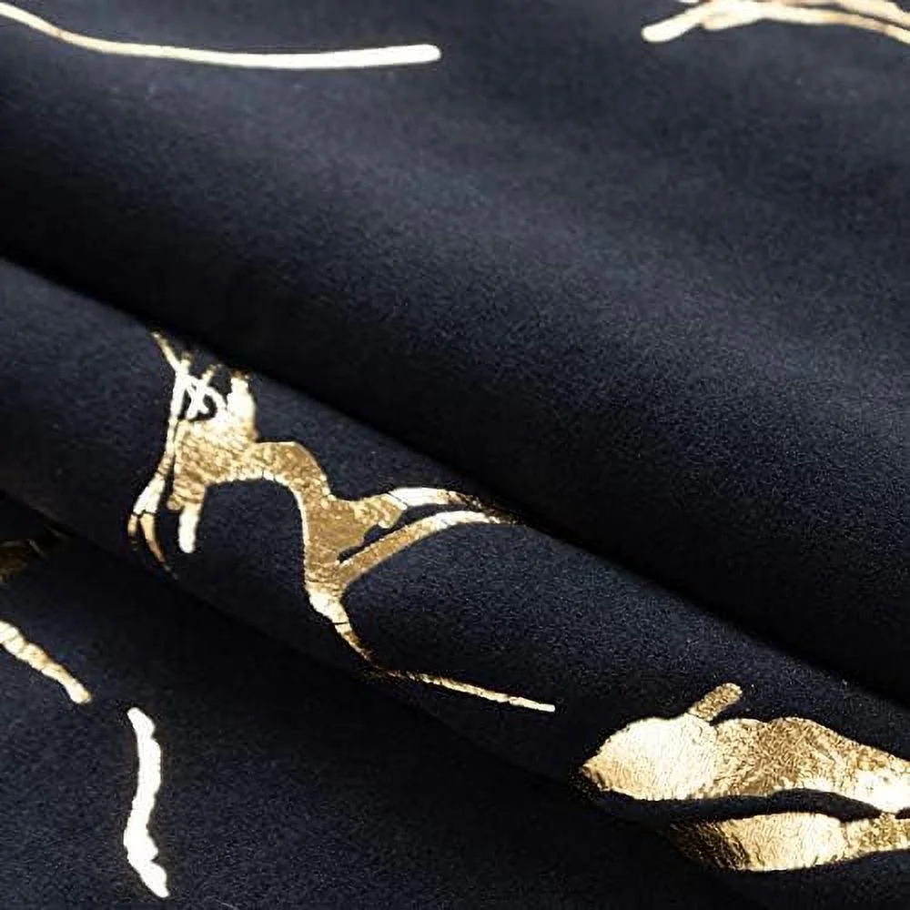 TJUNBOLIFE Duhome Black Accent Chair Velvet Vanity Chair Lliving Room Chairs Desk Chair with Golden Legs Mid-Back 1 pcs