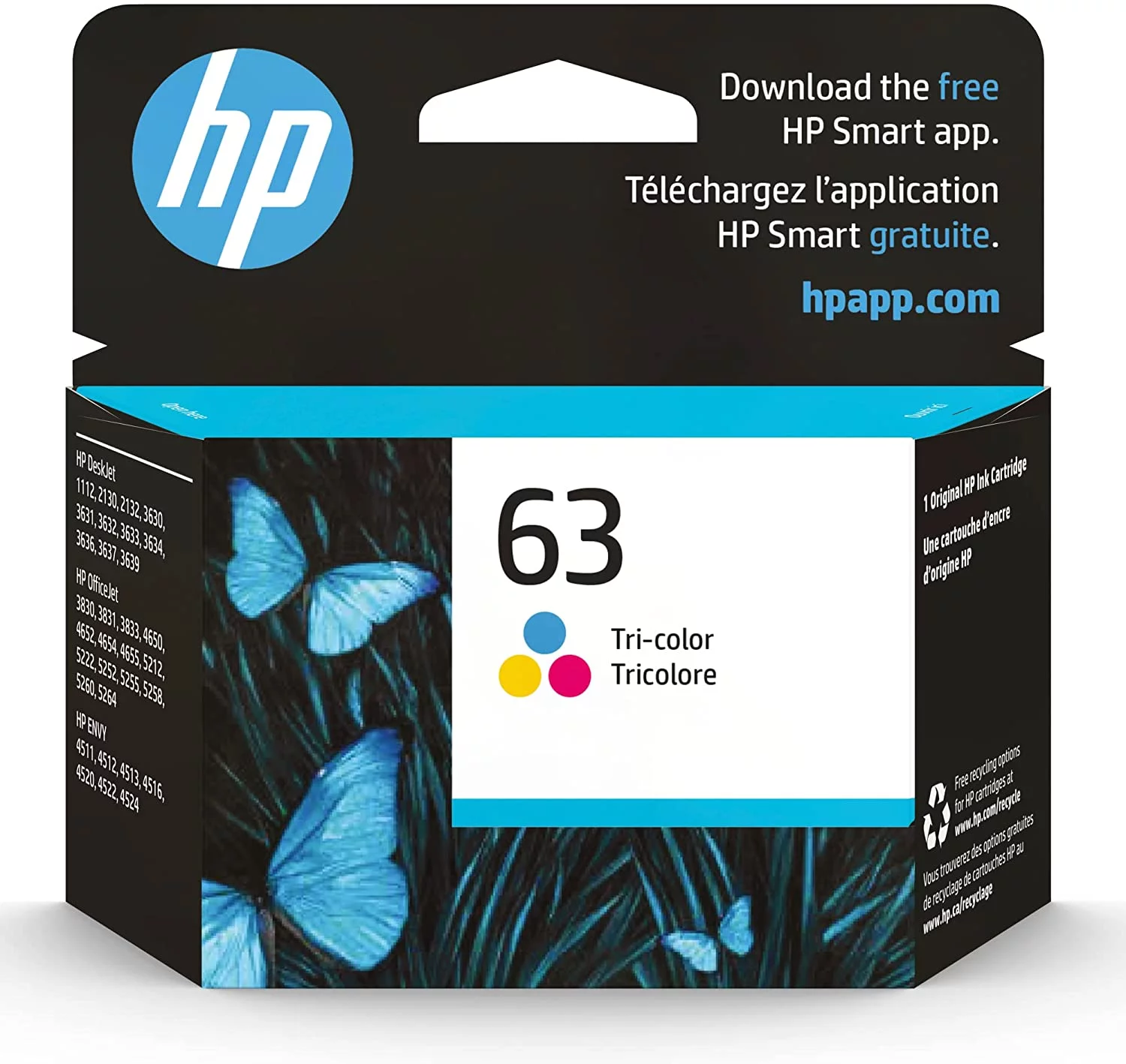 HP 63 Ink Cartridge, Tri-color