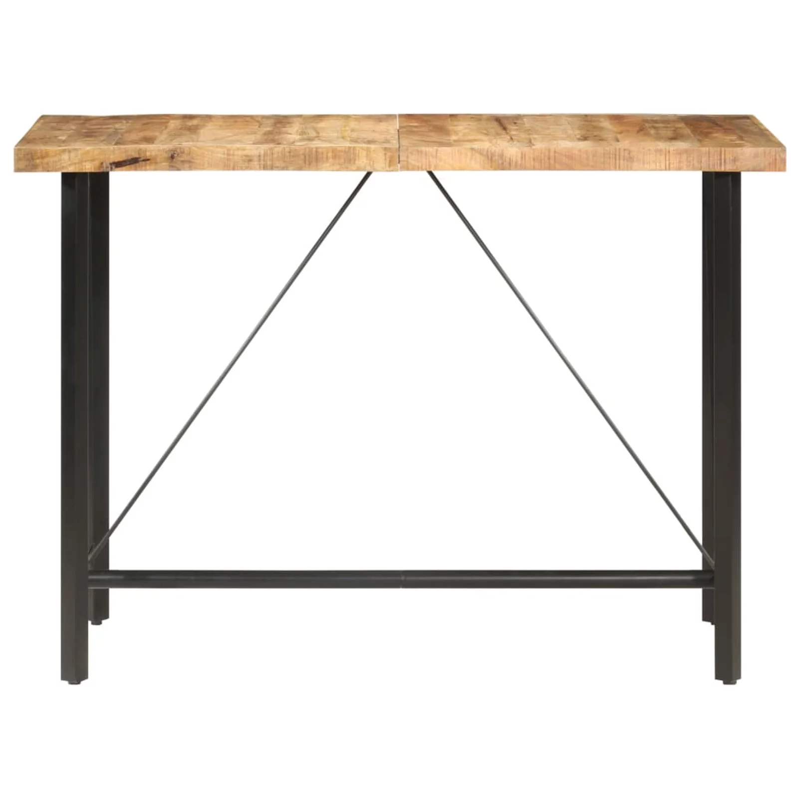 moobody Bar Table Rough Mango Wood Wood Tabletop Counter Height Pub Table Iron Frame for Kitchen, Dining Room, Cafe, Home Furniture 59.1 x 27.6 x 42.1 Inches (L x W x H)