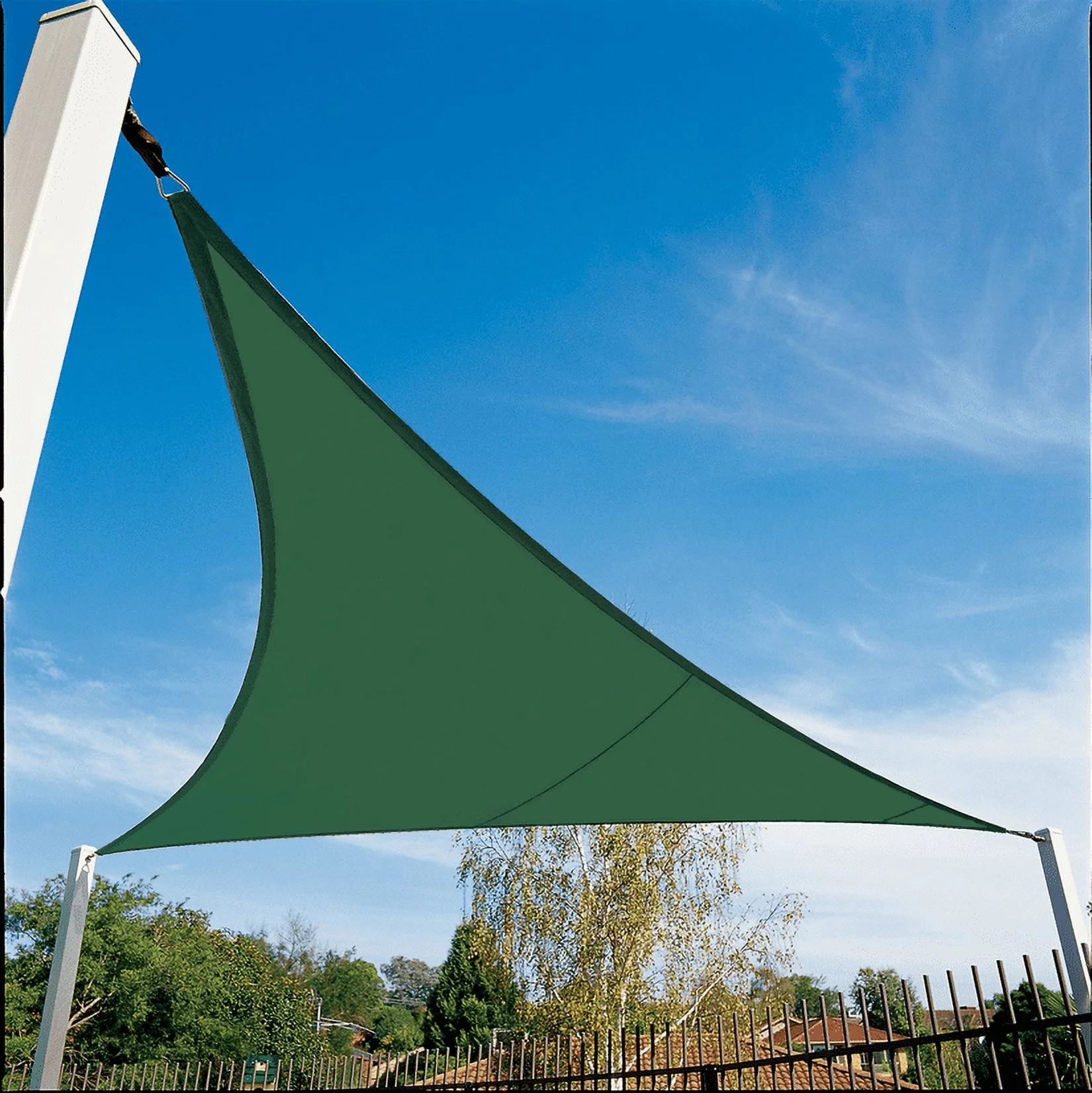 Coolaroo Coolhaven Outdoor Sun Shade Sail With Hardware Kit 95% UV Block Protection for Garden, Patio, Backyard, 15' x 12' x 9' Triangle, Heritage Green