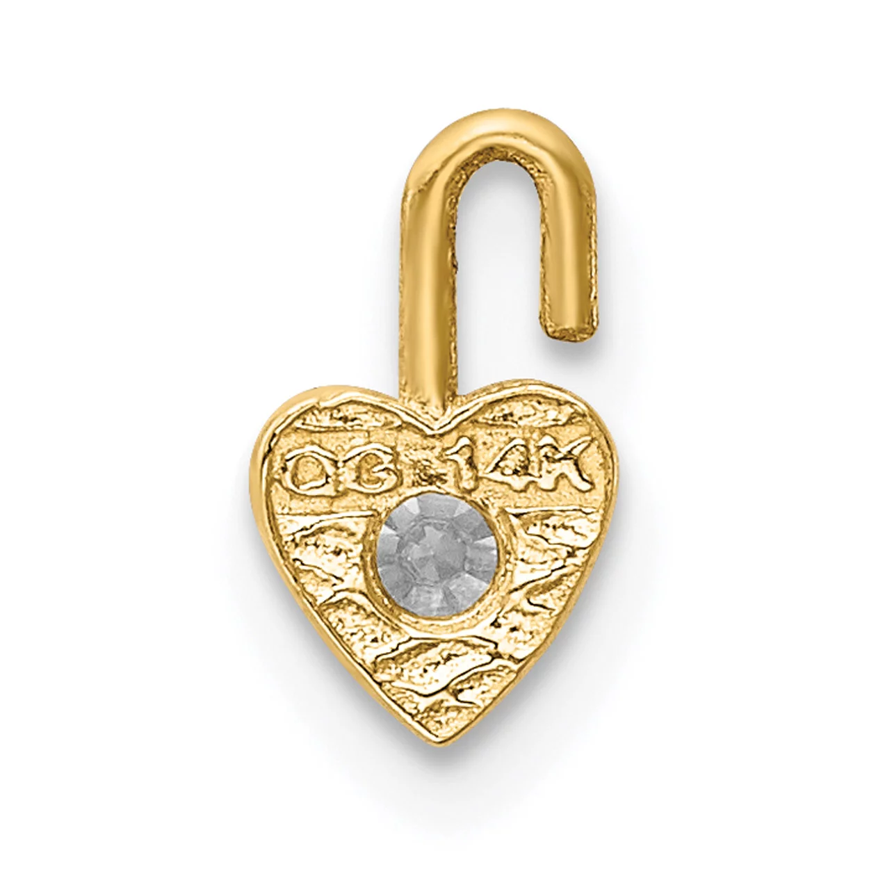 Carat in Karats 10K Yellow Gold April Birthstone Heart Pendant Charm With 14K Yellow Gold Lightweight Rope Chain Necklace 20''
