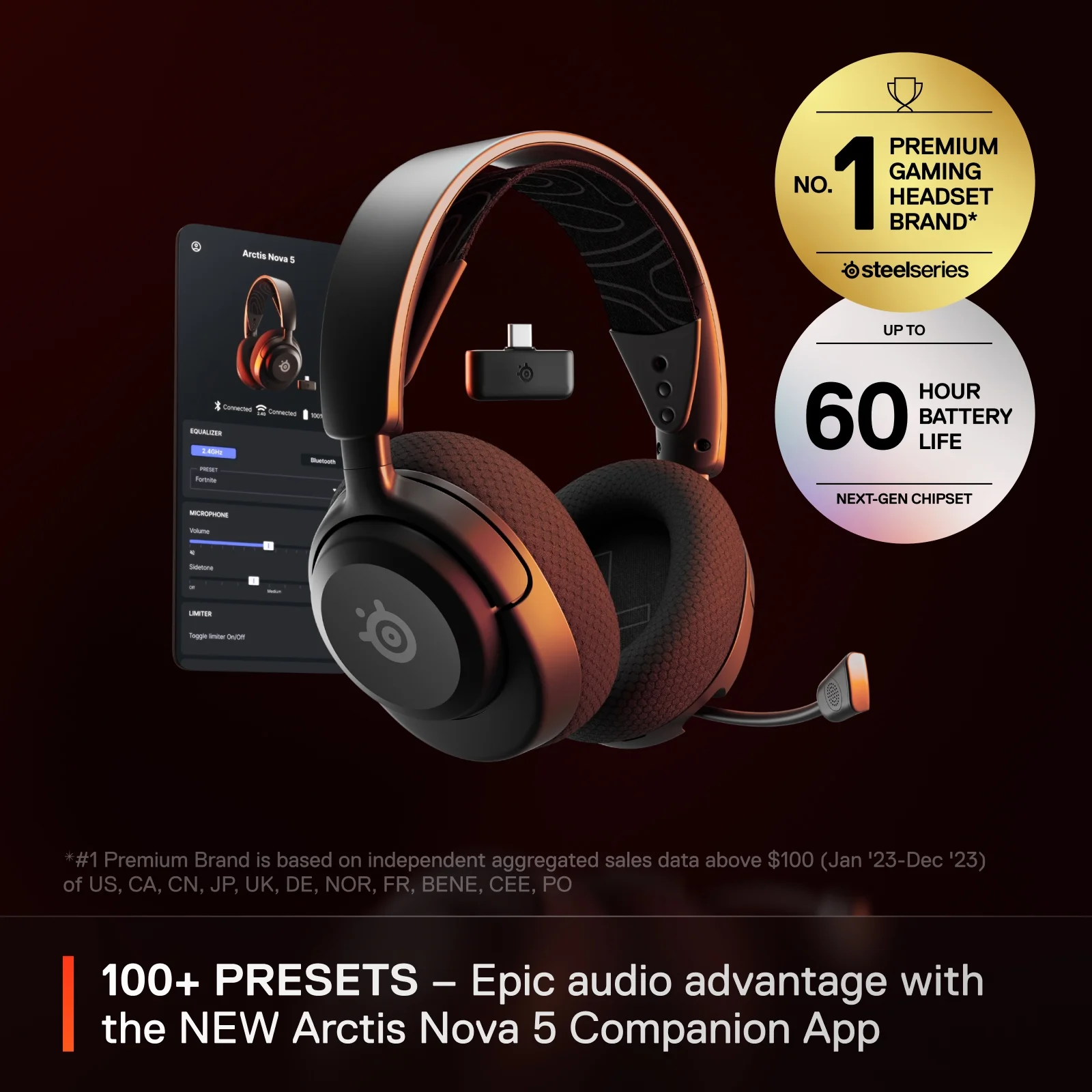SteelSeries Arctis Nova 5 Wireless Gaming Headset — PC, PS5, PS4, Switch, Mobile - Black