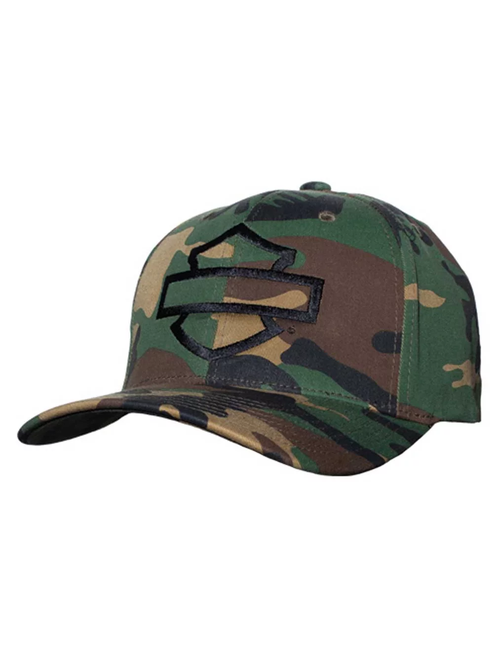 Harley-Davidson Men's Find Me B&S Logo Stretch Fit Baseball Cap - Camo (L/XL), Harley Davidson
