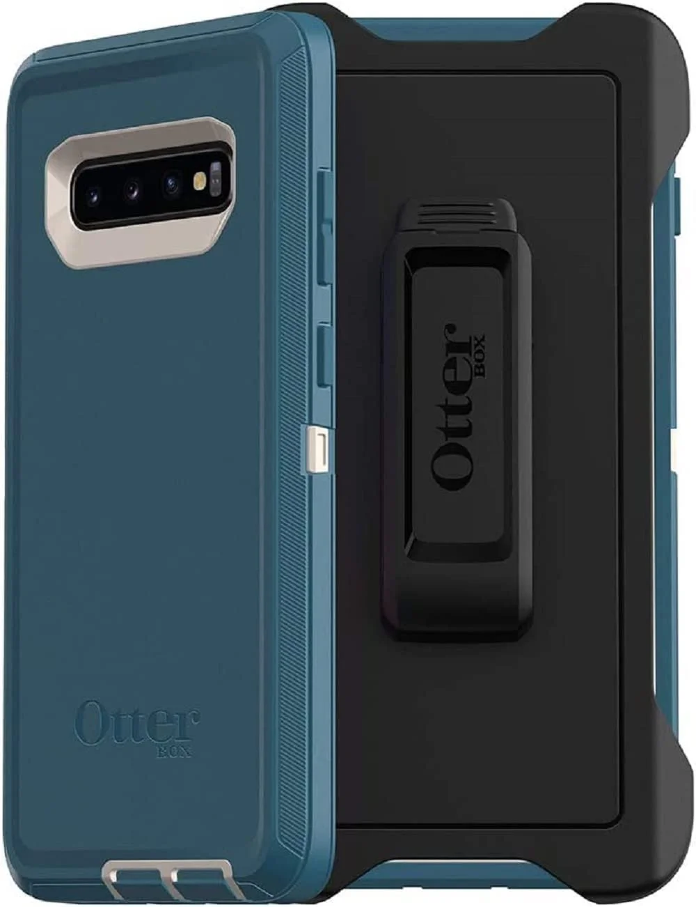 OtterBox Defender Series Screenless Edition Case for Galaxy S10+ Only - Holster Clip Included - Non-Retail Packaging - Big Sur Pale Beige/Corsair