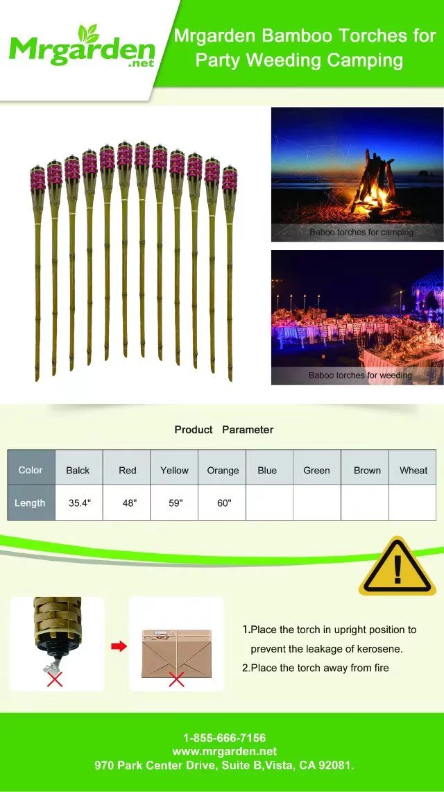 Mr.Garden 59-inch Outdoor Torches Mental Oil Canisters Garden Light Lamp, Pack of 6, Blue