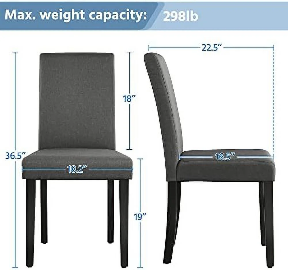 JDZHAPPYLIFE Dining Chair Fabric Parson Chair Modern Stylish Upholstered Kitchen Living Room Padded Chair Armless Side Chair with Solid Wood Legs Set of 4  Dark Grey