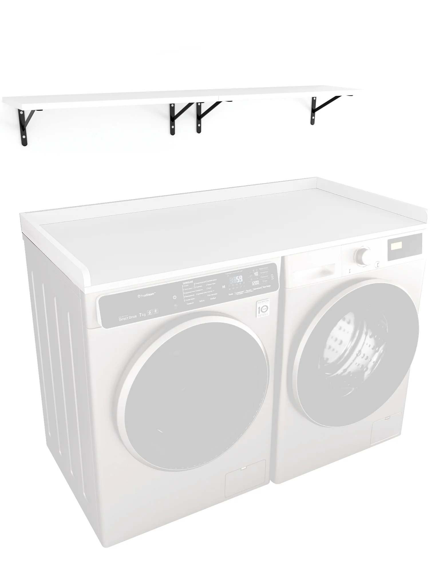 Kaboon Washer Dryer Countertop and Shelves Set, Model-KBCS5427BS, White