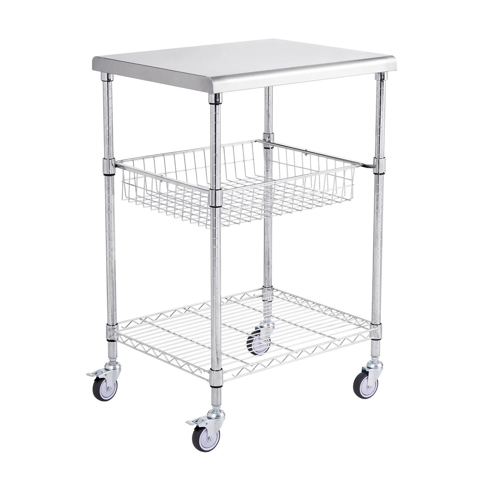 SKYSHALO 3-Tier Utility Cart Rolling Cart on Wheels 470 lbs 24
