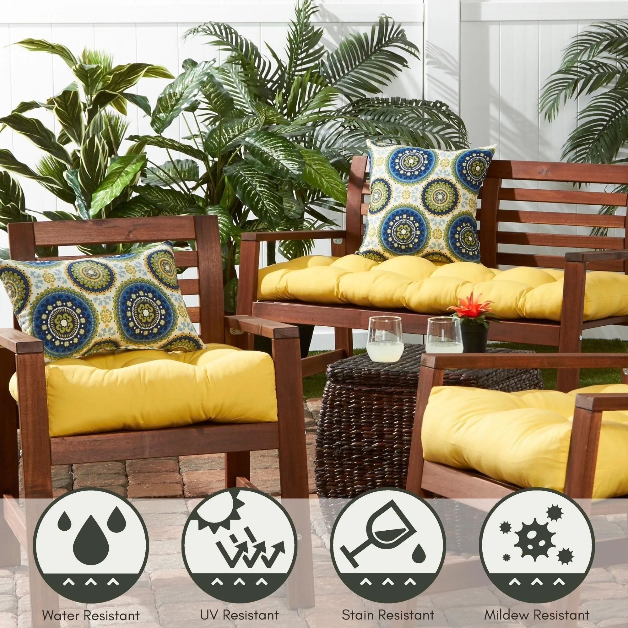 Greendale Home Fashions Sunbeam 51-inch Outdoor Yellow Bench Cushion (Cushion Only)