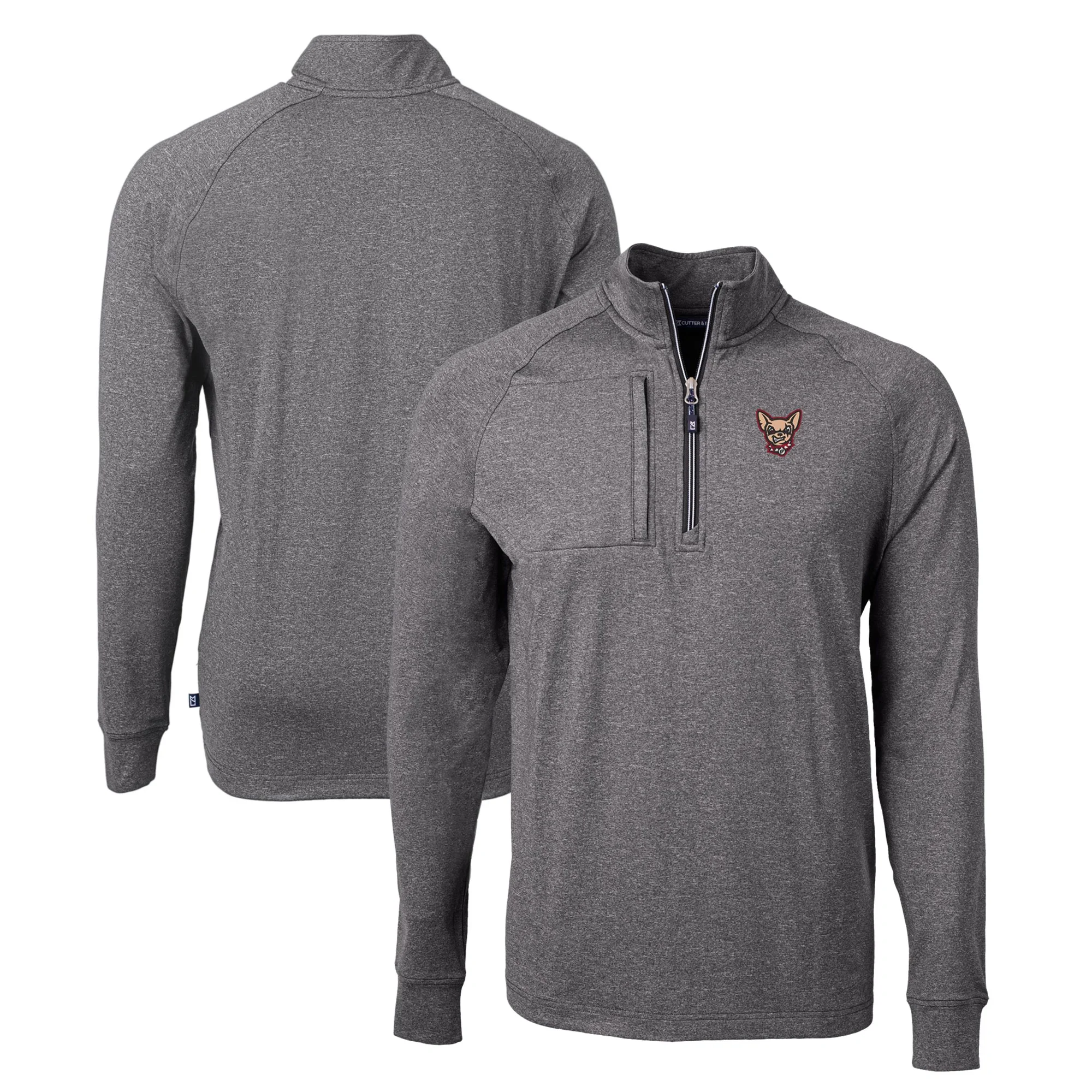 Men's Cutter & Buck  Heather Black El Paso Chihuahuas Adapt Eco Knit Heather Recycled Quarter-Zip Pullover
