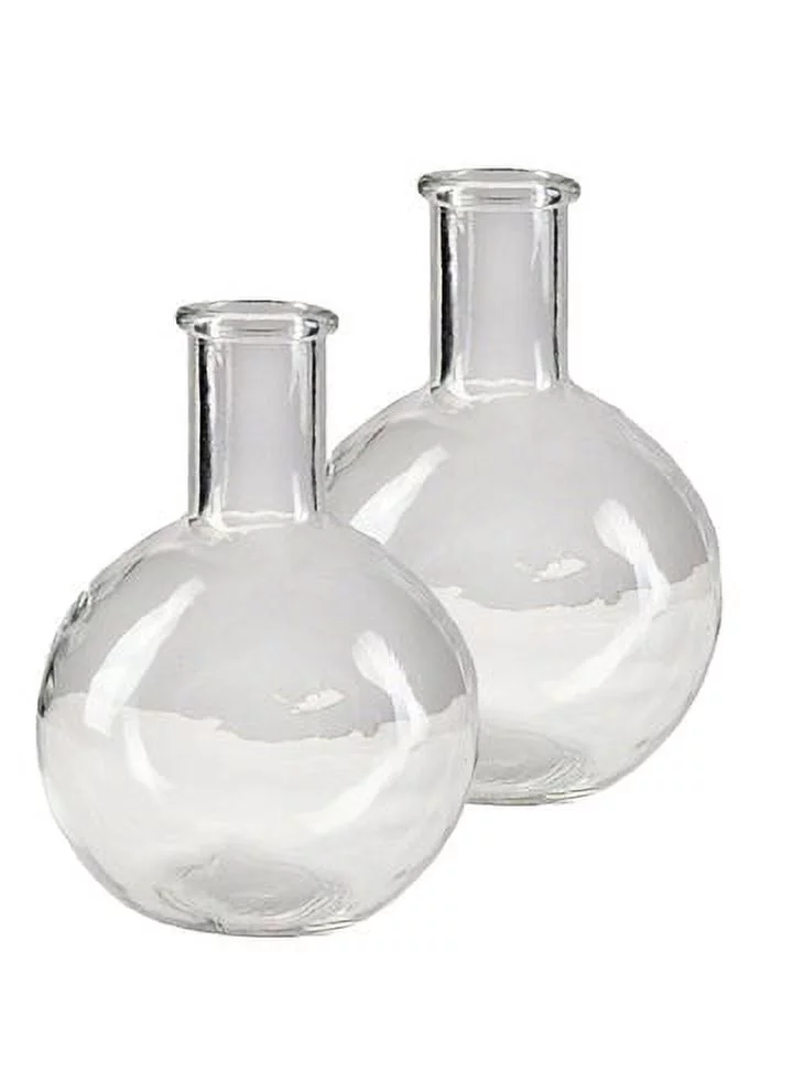 Serene Spaces Living Clear Bottleneck Bulb Glass Vase, 5.3