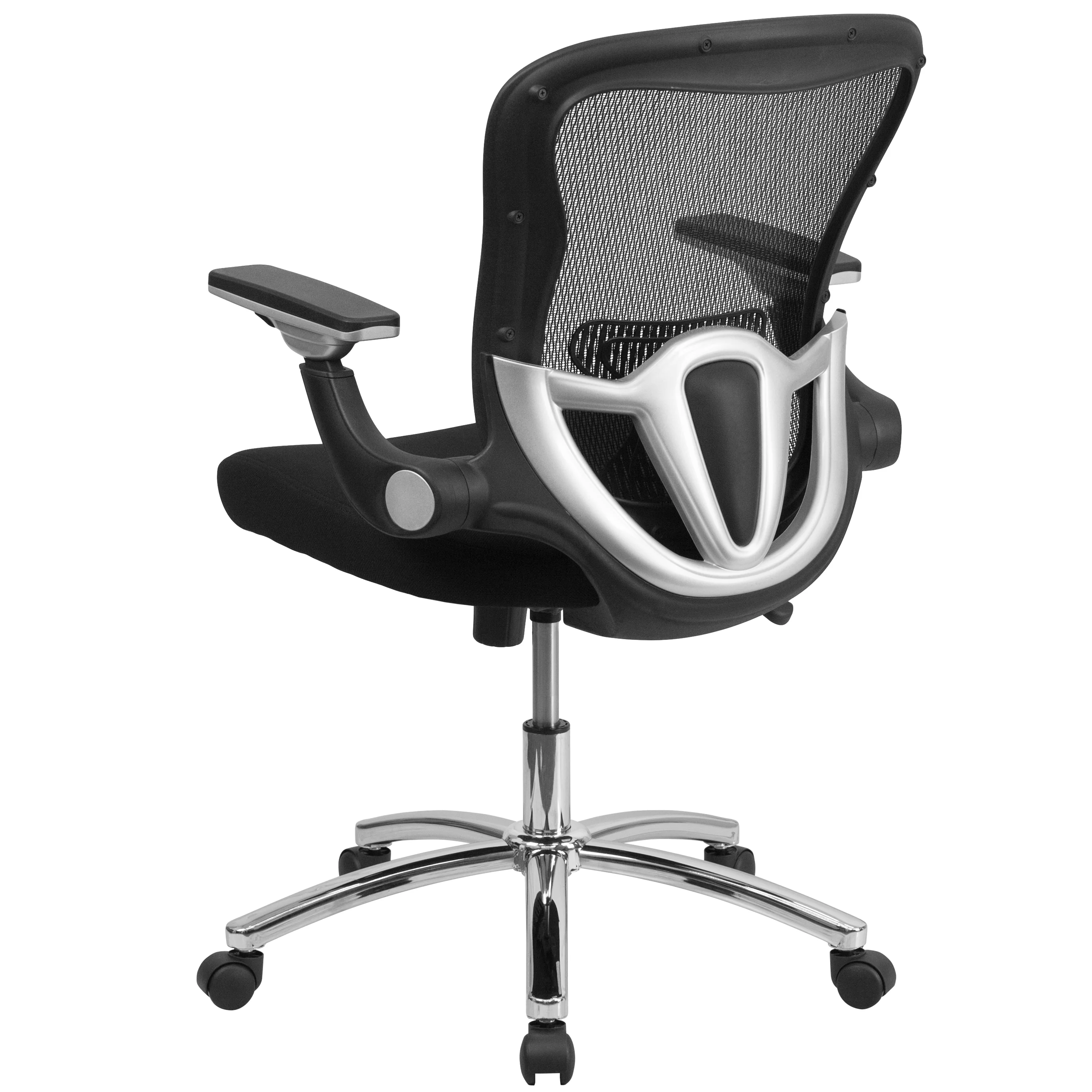 Emma + Oliver Mid-Back Black Mesh Swivel Ergonomic Office Chair - Height Adjustable Flip-Up Arms