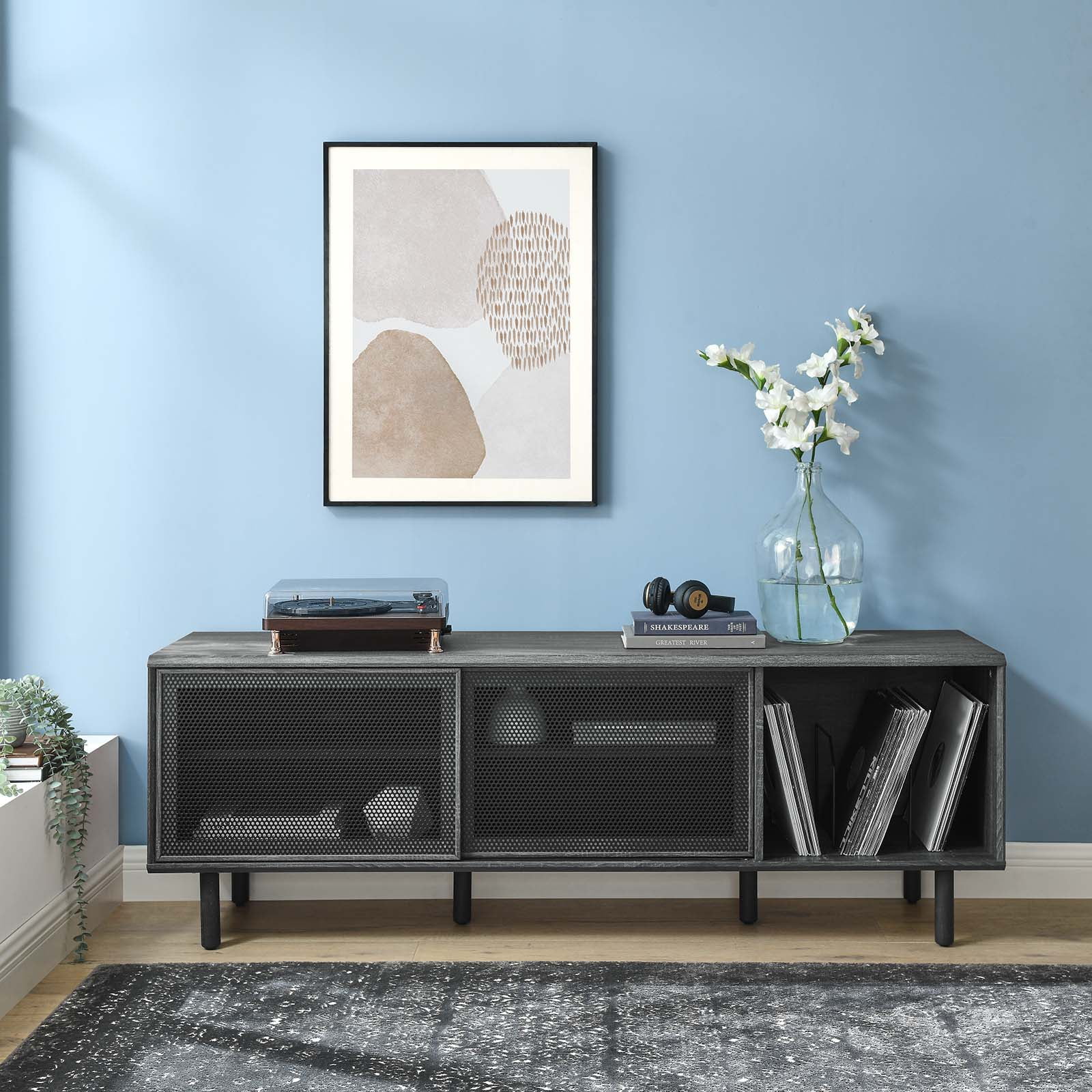Modway Kurtis MDF Particleboard TV and Record Stand for TVs up to 65
