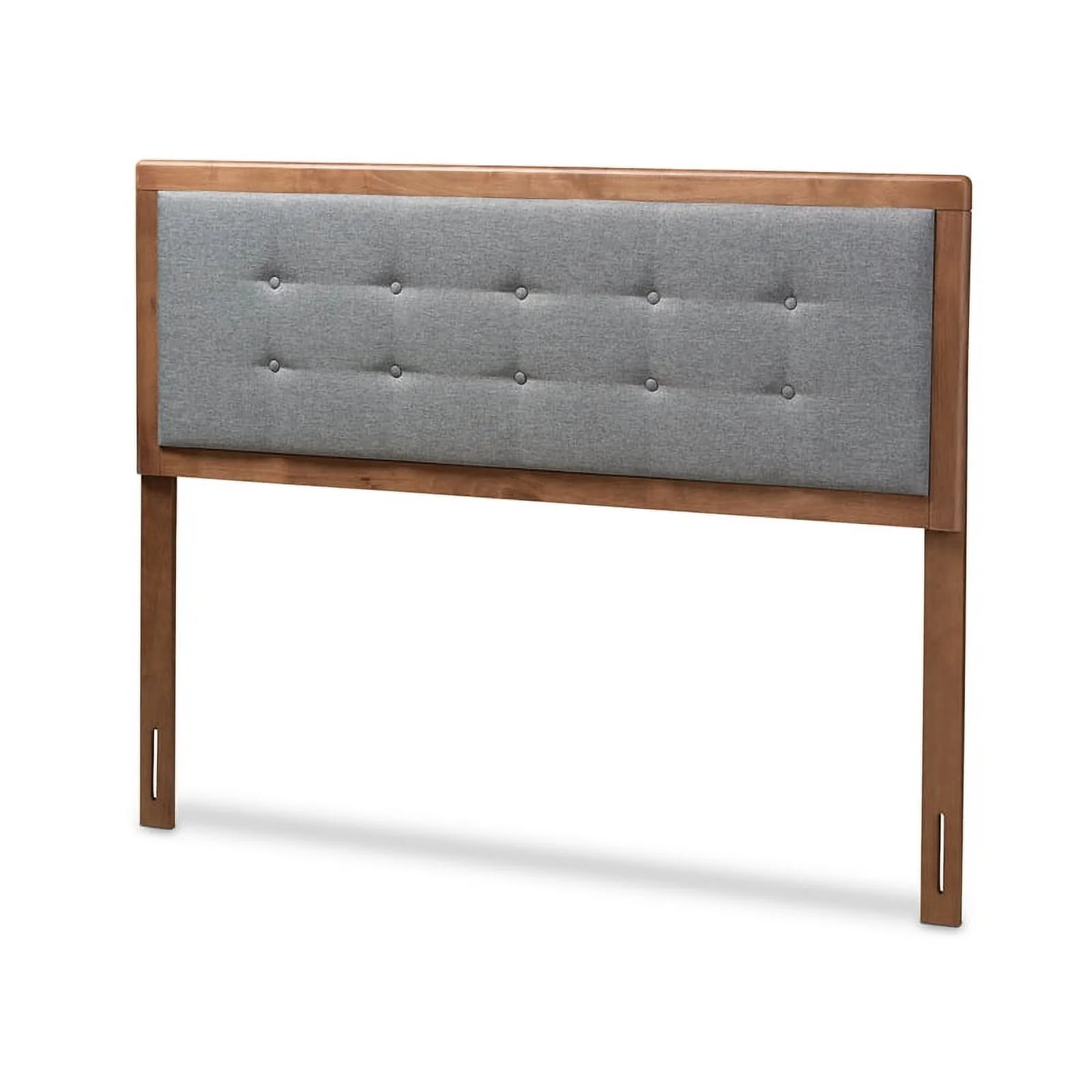 Bowery Hill Mid-Century Wood Tufted King Headboard in Dark Gray