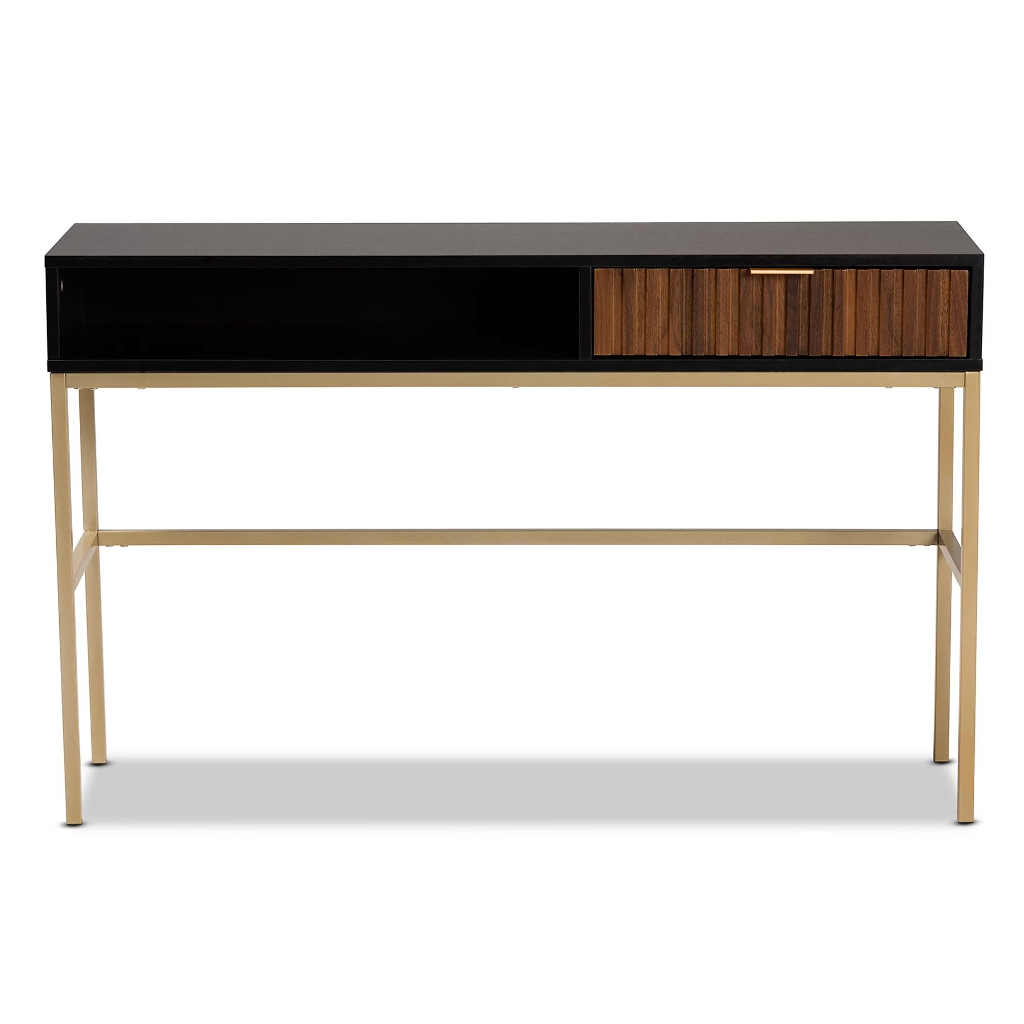 Baxton Studio Uriel Modern Wood and Metal 1 Drawer Console Table, Black