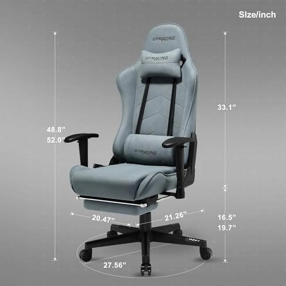TQJKLFDY Gaming Chair with Footrest  Ergonomic Racing Style Reclining Computer Chair with Lumbar Support and Height Adjustable Swivel Seat (Ivory)