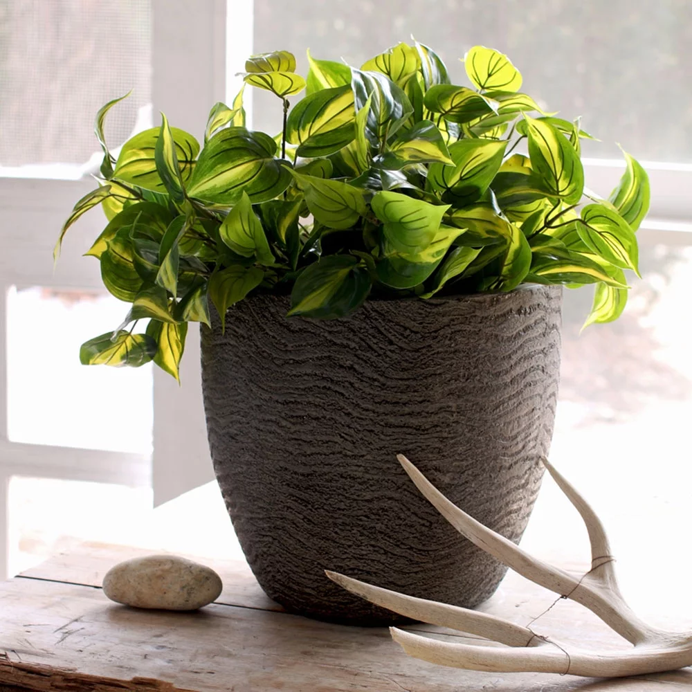 HC Companies ANP12000A39 12 In Aspen Indoor Outdoor Round Planter, Charcoal