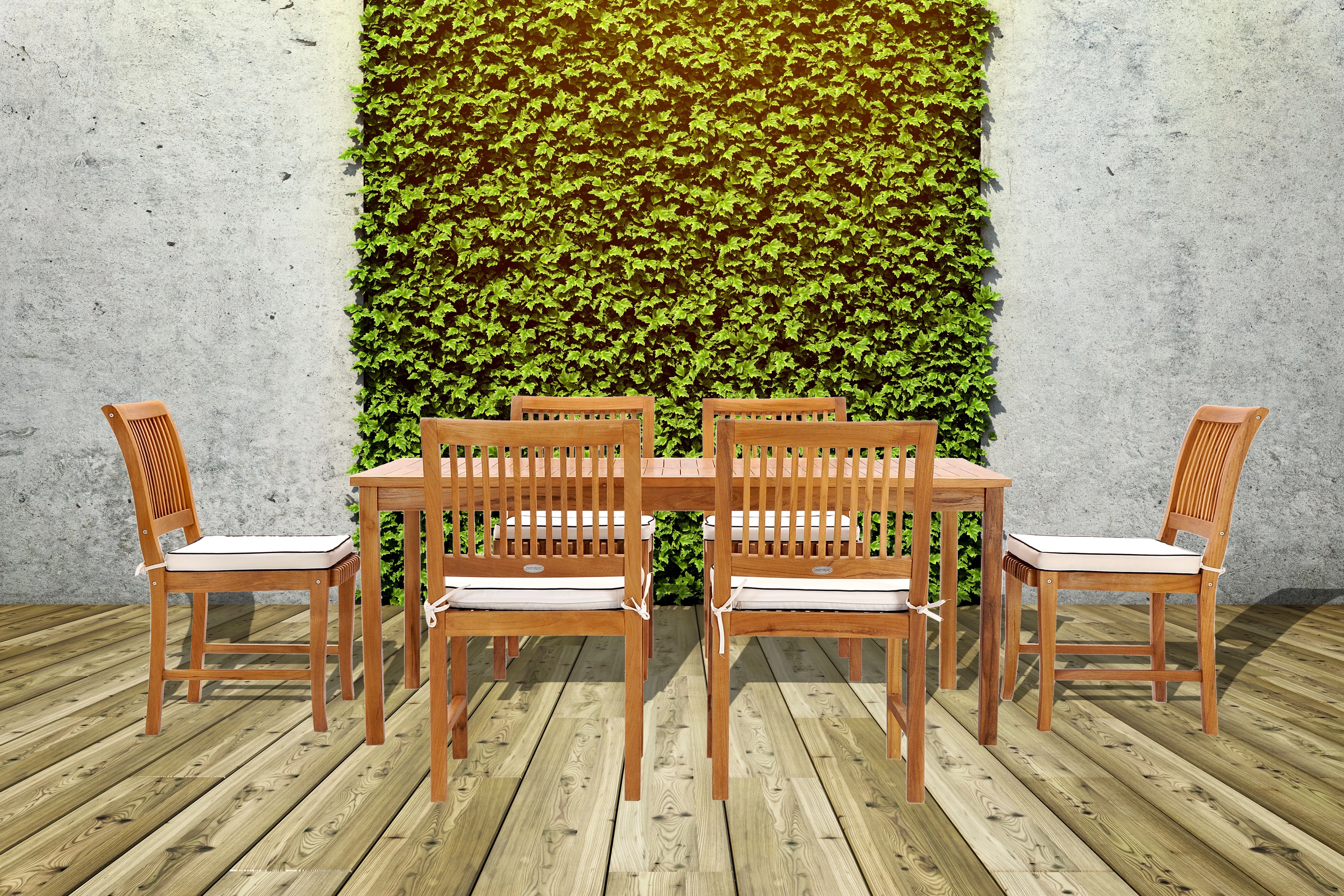 Teak Wood Bermuda Rectangular Patio Bistro Dining Table, 55 x 35 inch