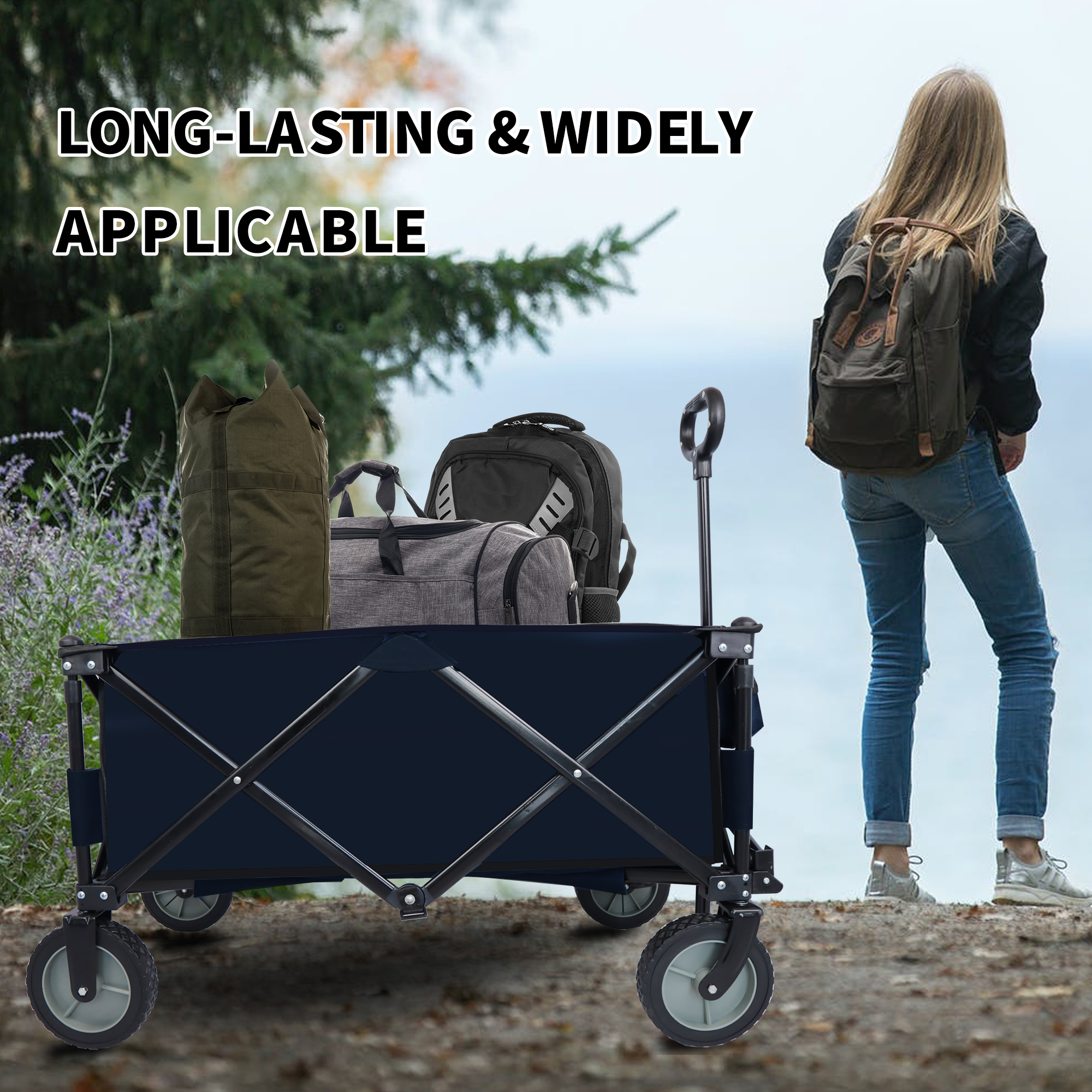 Utility Collapsible Folding Wagon Cart Heavy Duty Foldable, Beach Wagon