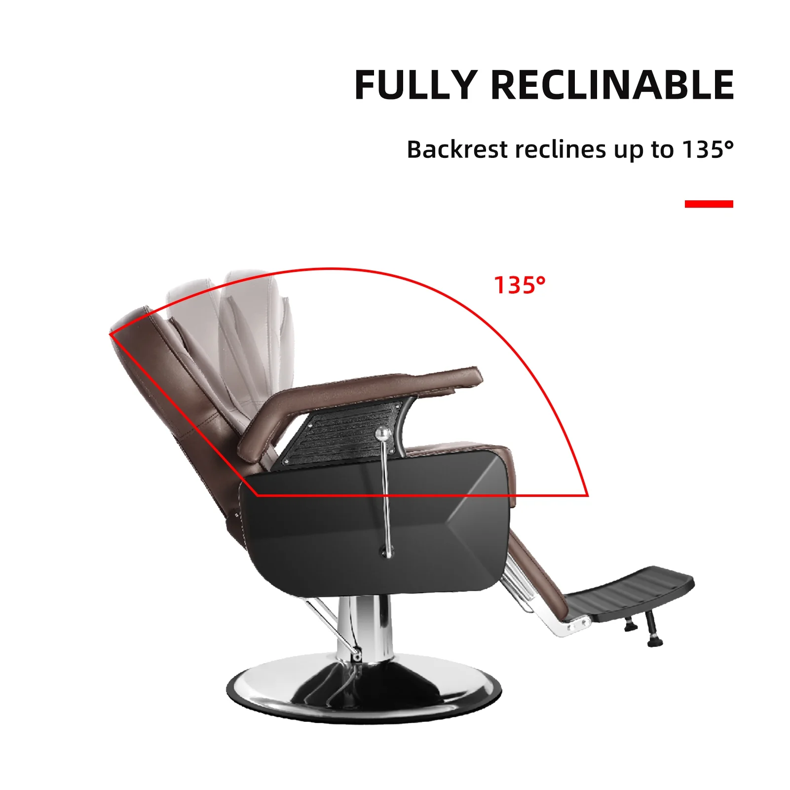 LUXMARS Barber Chair Hydraulic Reclining Salon Chair Styling Chair Hair Chair 360 Degrees Rolling Swivel Barber Chairs for Barbershop Hair Salon Spa Equipment Brown
