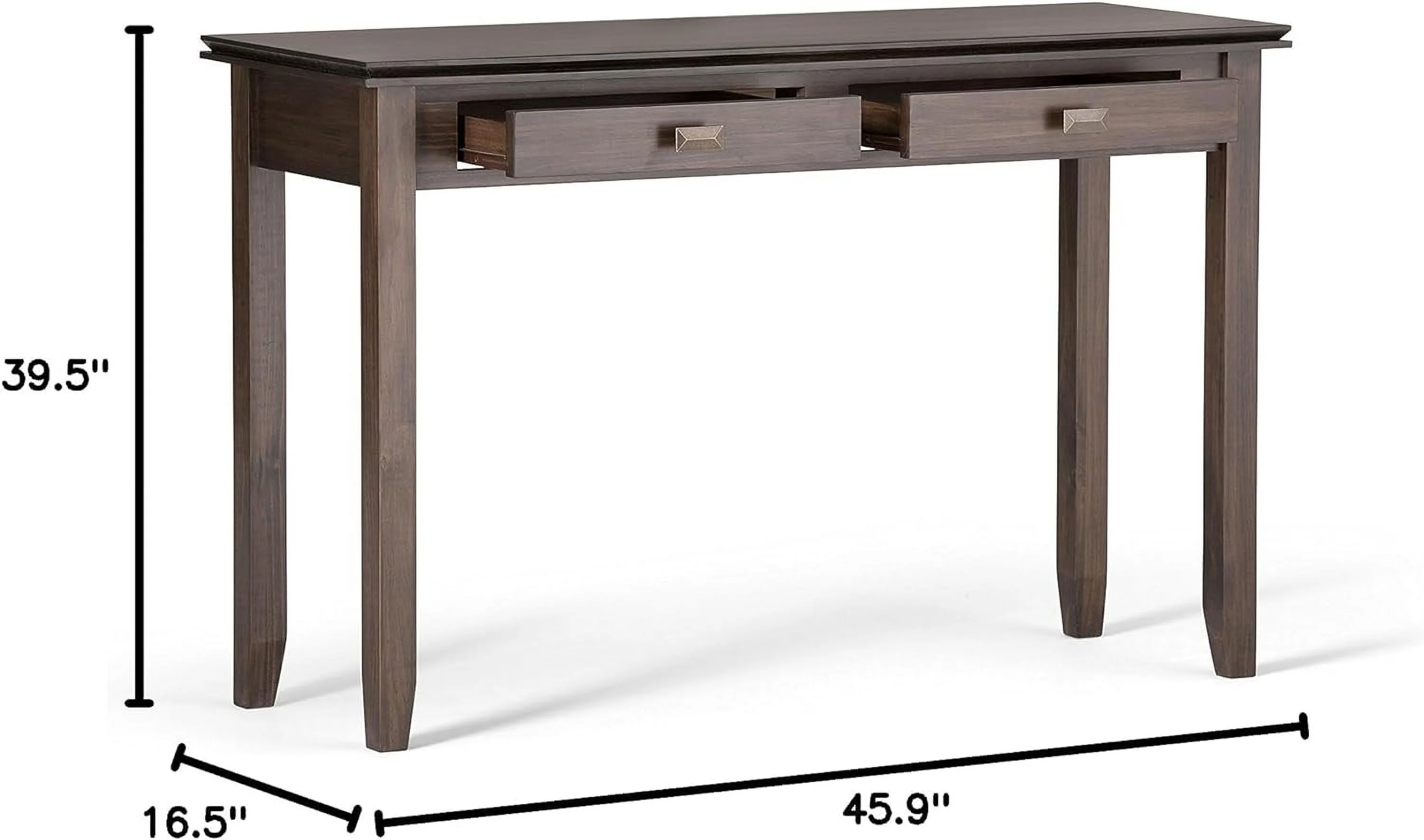 Artisan SOLID WOOD 46 Inch Wide Console Sofa Entryway Table In Natural Aged Brown With Storage, 2 Drawers, For The Living Room, Entryway And Bedroom