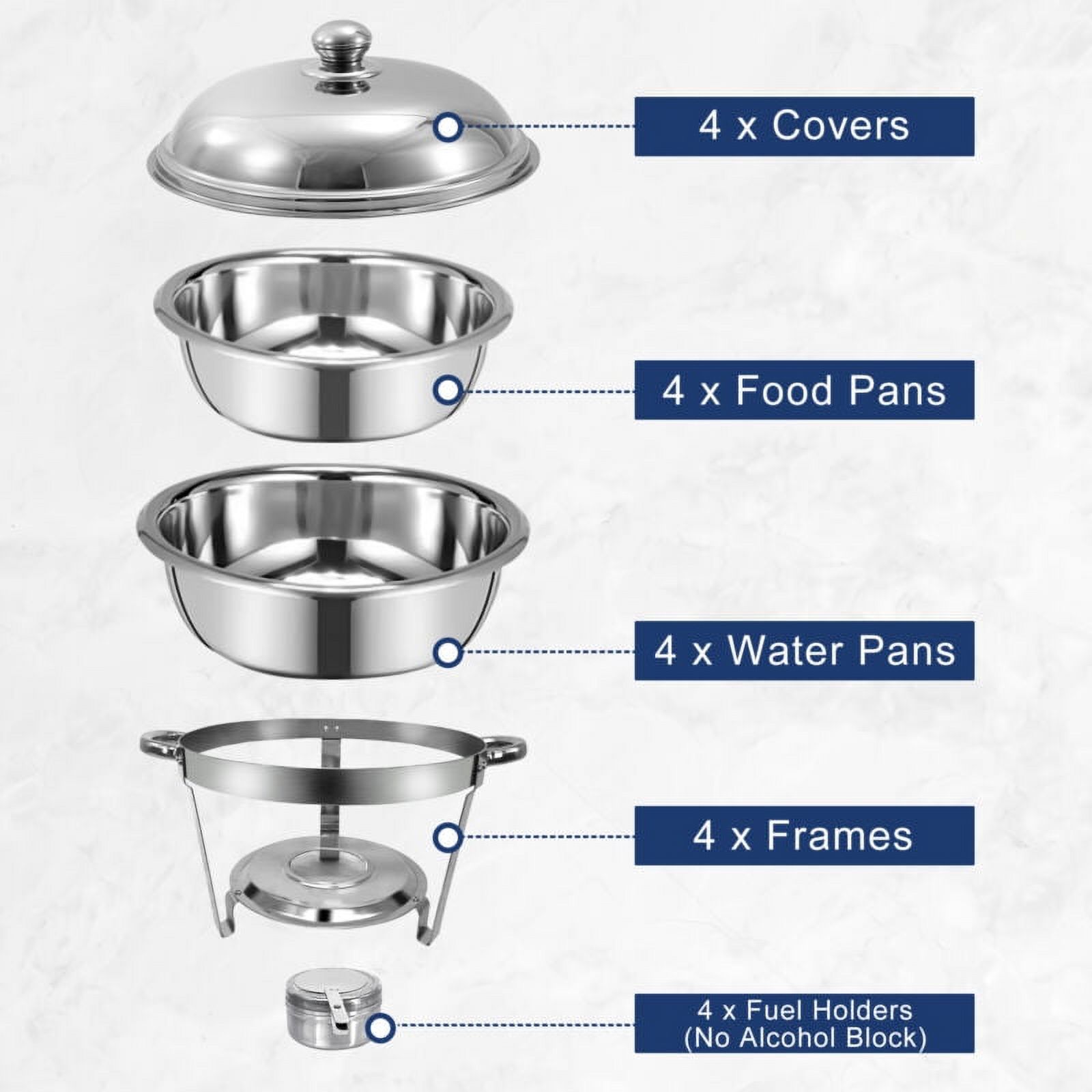 JSTUOKE Chafing Dish Set 8 Pack,4 Full Pan Rectangular 8QT+4 Round 6QT for Catering Party Festival