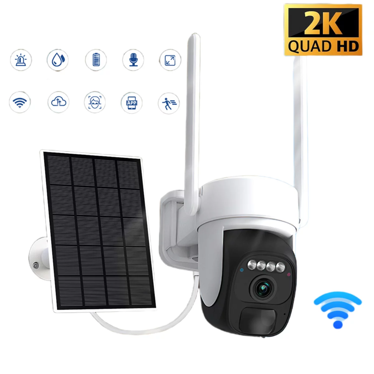 Solar Security Cameras Wireless Outdoor Battery Powered,DFITO Pan Tilt WiFi Camera for Home Security, 2K HD Video Surveillance Color Night Vision, 2 Way Talk, PIR Human Motion Detection