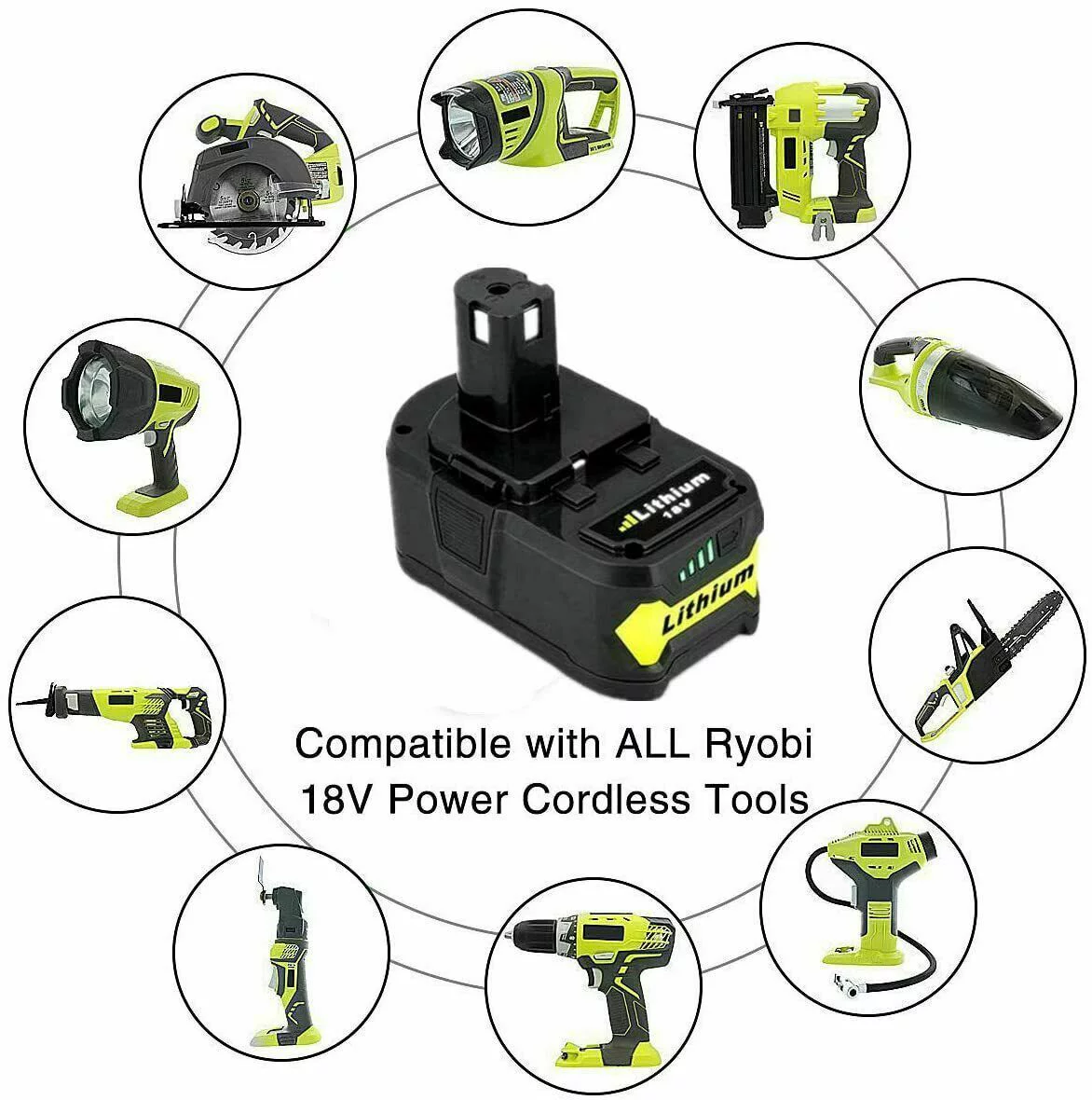 P108 for Ryobi 18V Battery  One+ Plus High Capacity 18 Volt  6.0Ah Lithium-Ion Battery