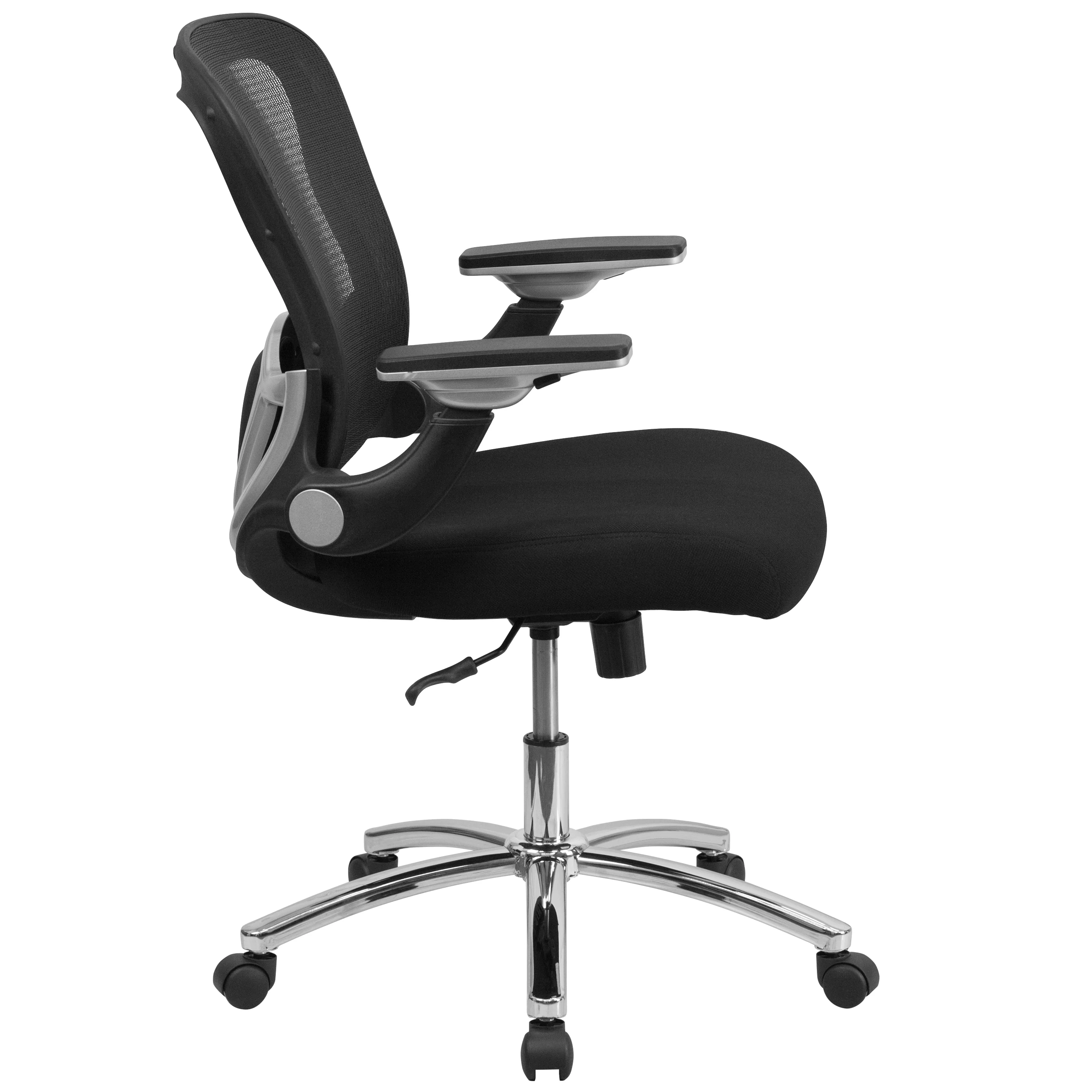 Emma + Oliver Mid-Back Black Mesh Swivel Ergonomic Office Chair - Height Adjustable Flip-Up Arms