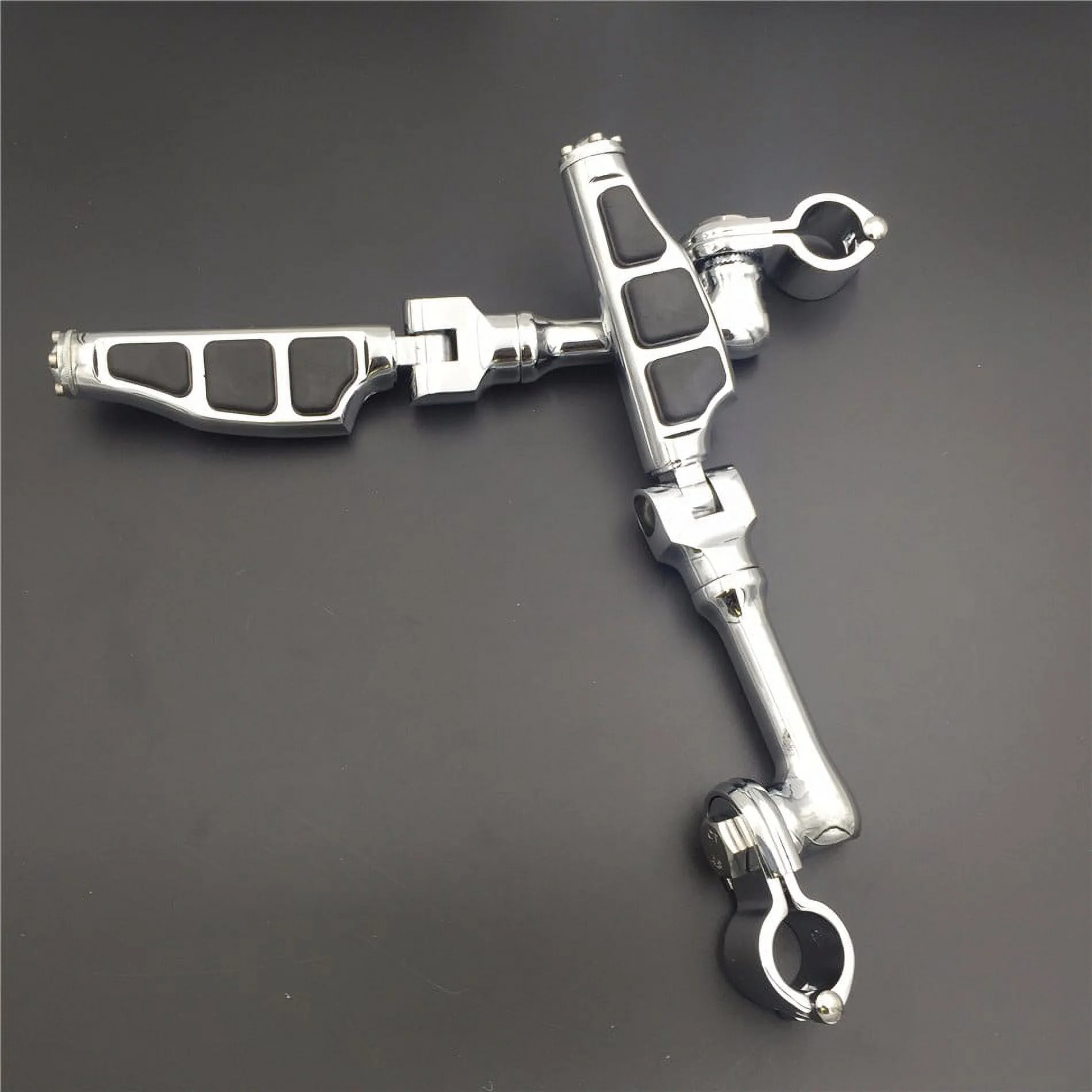 HTT-MOTOR Chrome Long Angled Peg Mounting Kit with Flat End Foot Peg Footrest For Bike with 1-1/2 inch (1.5