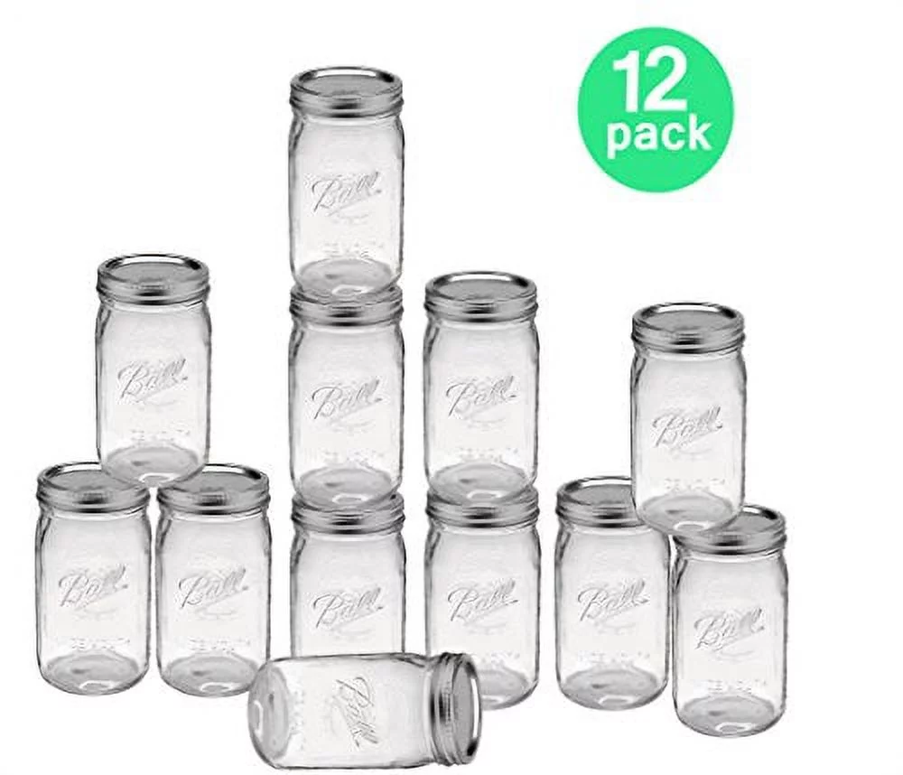 Ball Wide Mouth Half Gallon (64 Oz) Jars With Lids And Bands, Set Of 12
