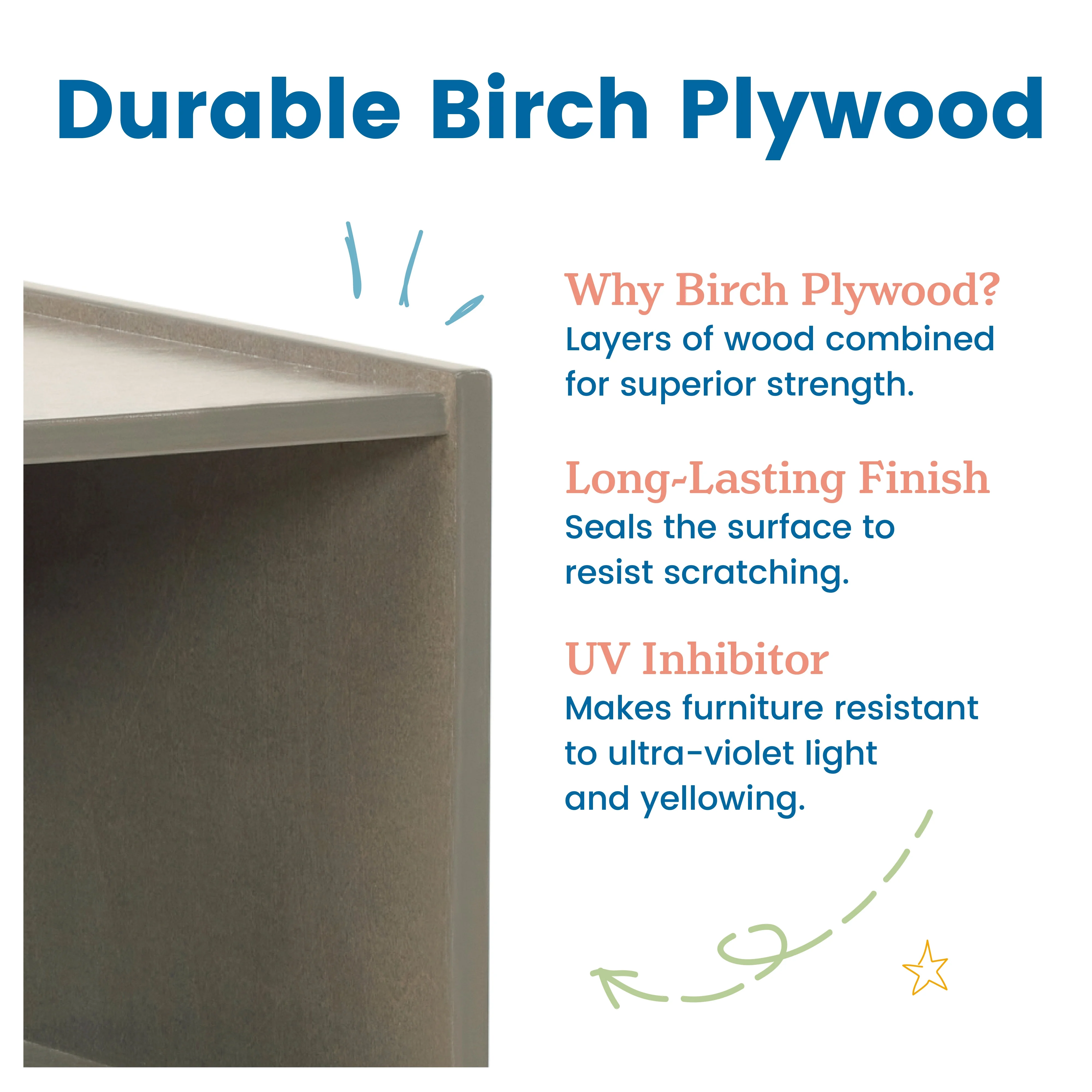 ECR4Kids StudyStation Desk, Grey Wash