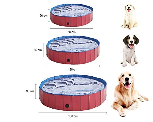 ZX Collapsible Pet Dog Bath Pool, Kiddie Pool Hard Plastic Foldable Bathing Tub PVC Outdoor Pools for Dogs Cat Kid (XL:160cm30cm(63’’12’’))