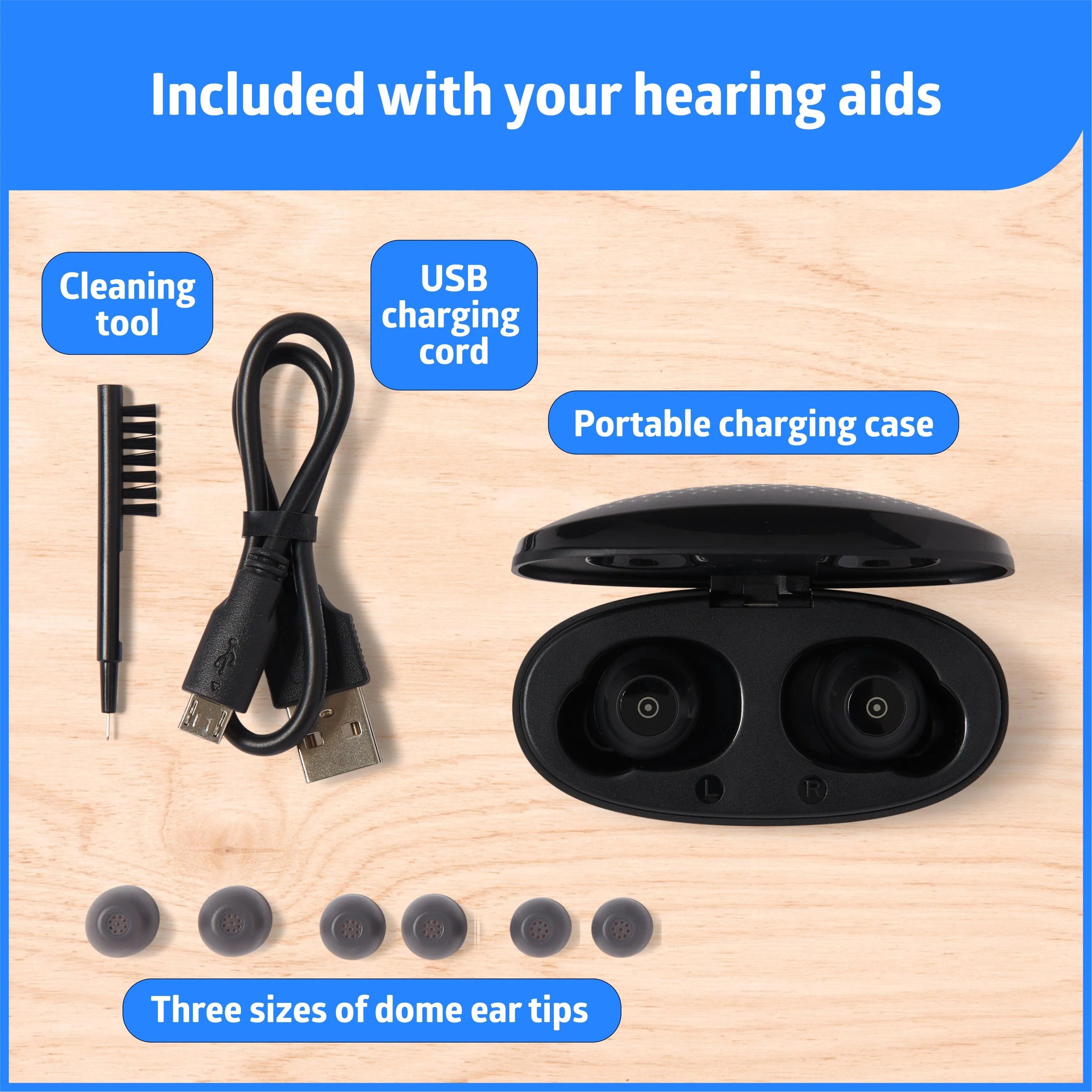 Medline Rechargeable OTC Hearing Aids, Adjustable Volume, Water Resistant, Black