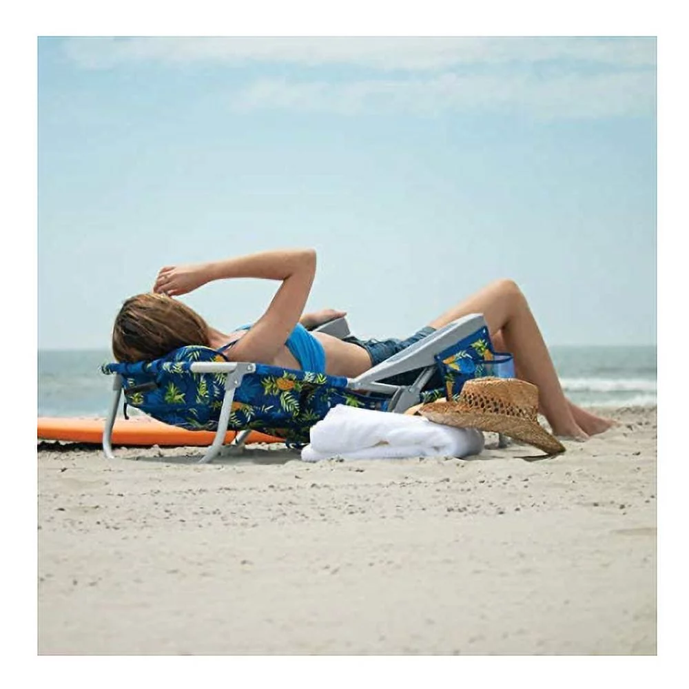 Tommy Bahama 2 2016 Backpack Cooler Beach Chair with Storage Pouch and Towel Bar (Green Floral)