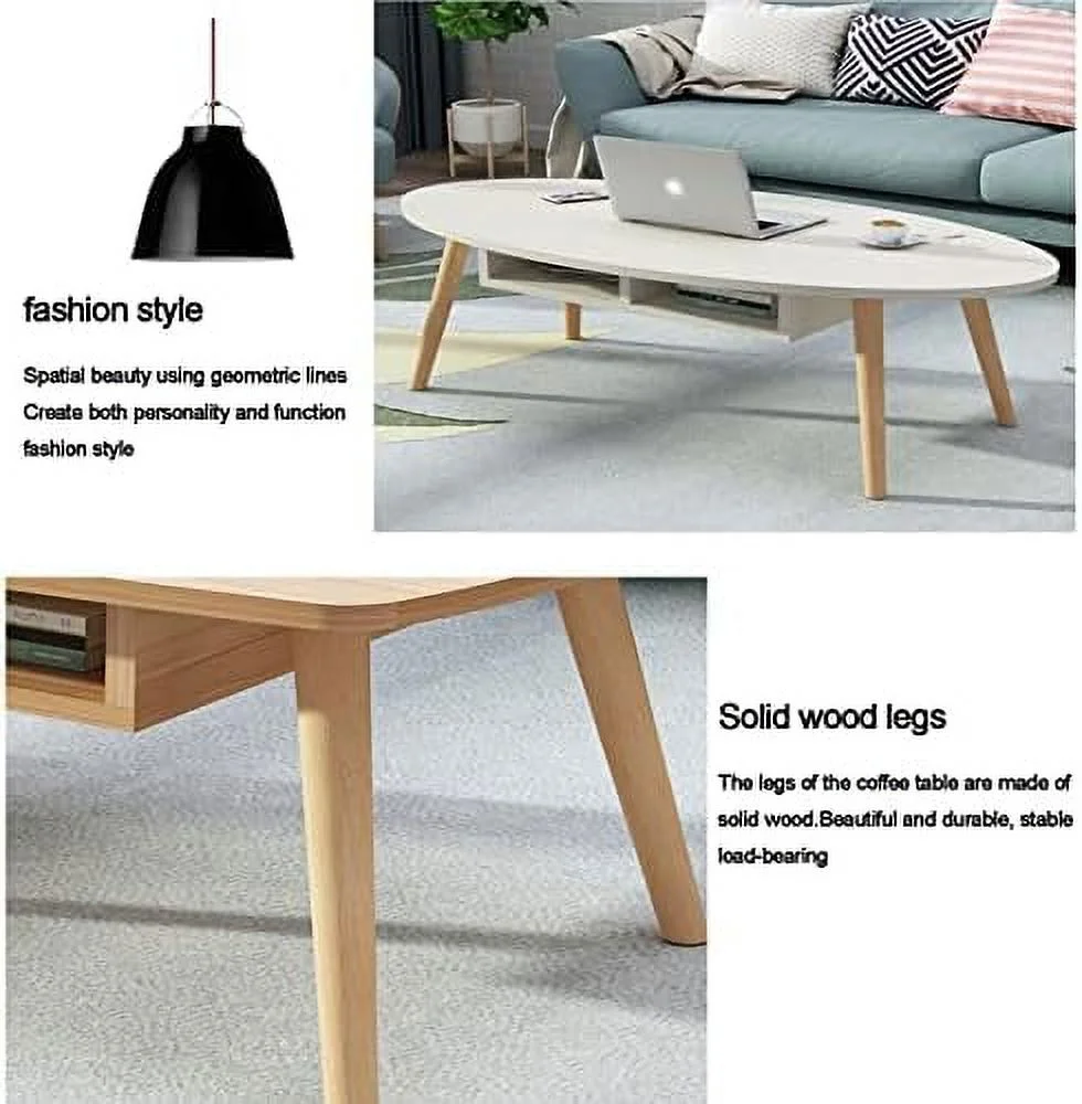 CGFHYP End Table  Sofa Table Oval Coffee Table Modern Coffee Tablesimple Industrial Modern Center Table Blue 2