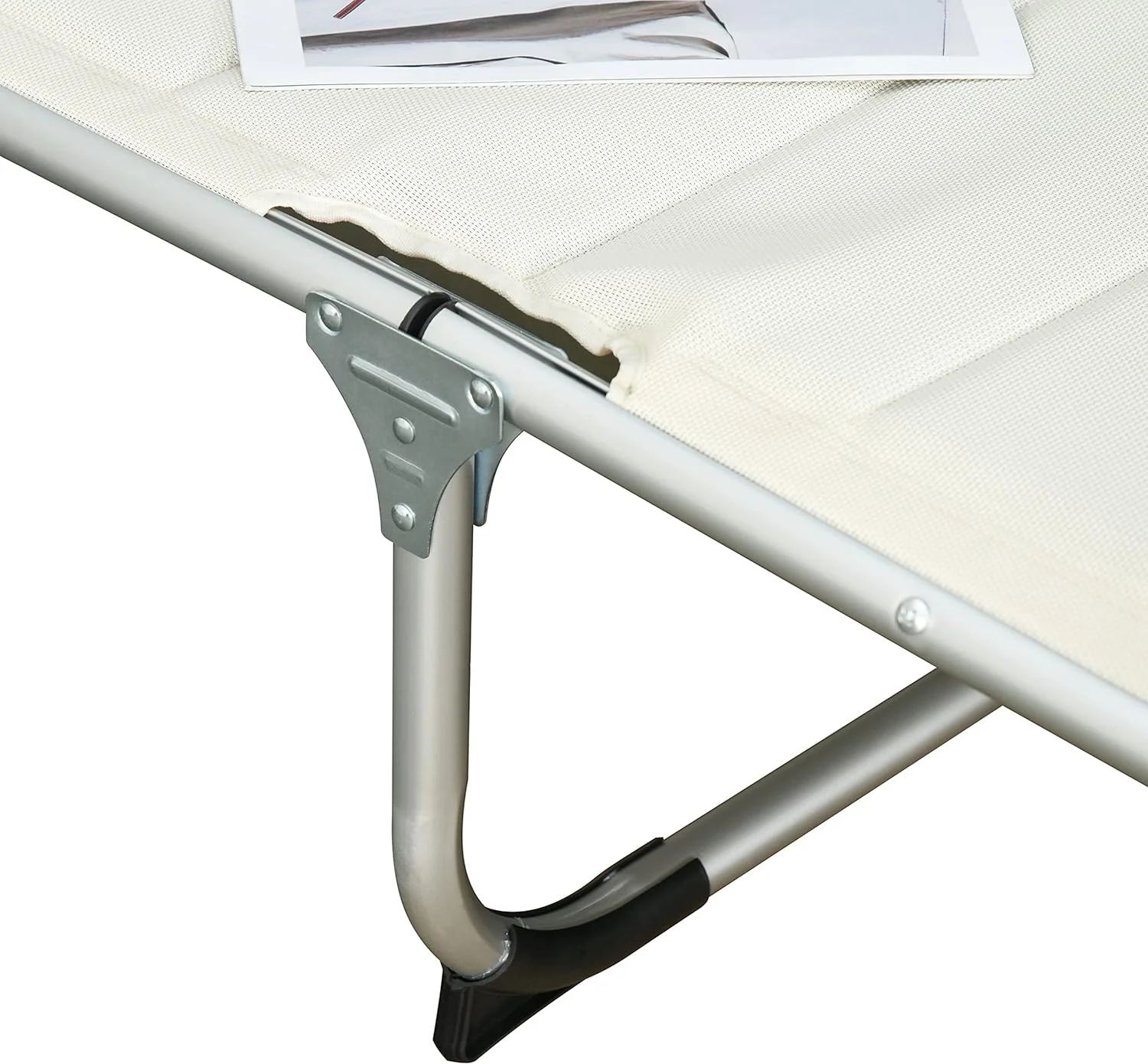 Outsunny Foldable Reclining Pool & Beach Chair w/ Pillow, White