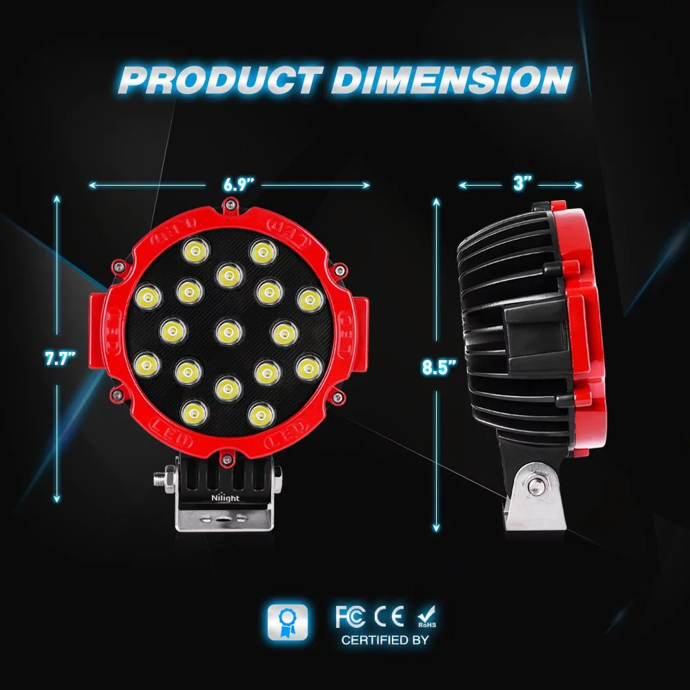 Led Light Bar Nilight 2PCS 7