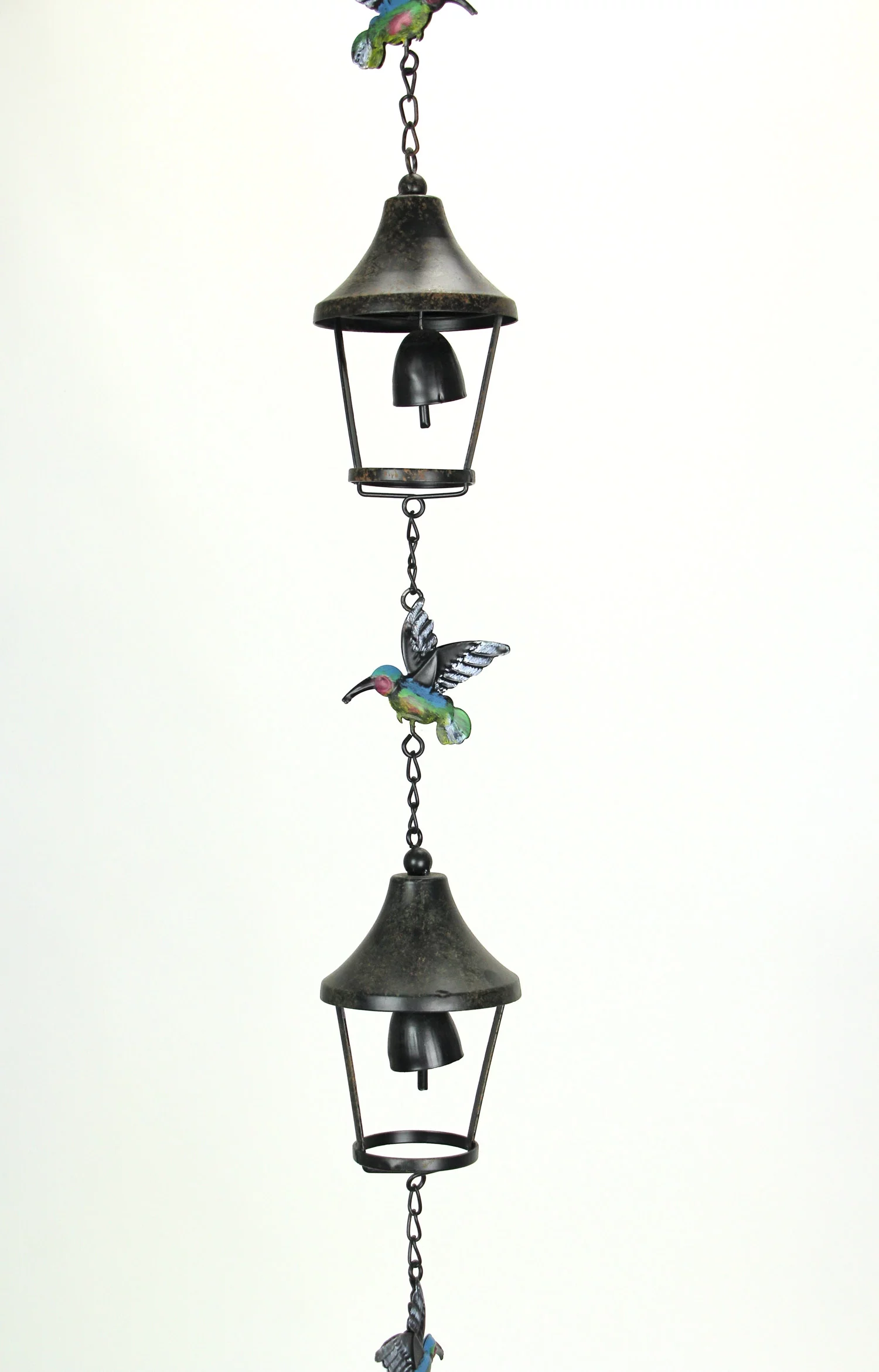 Mayrich 76 inch Metal Multicolor Hummingbird Rain Chain Bell Patio Decor Art