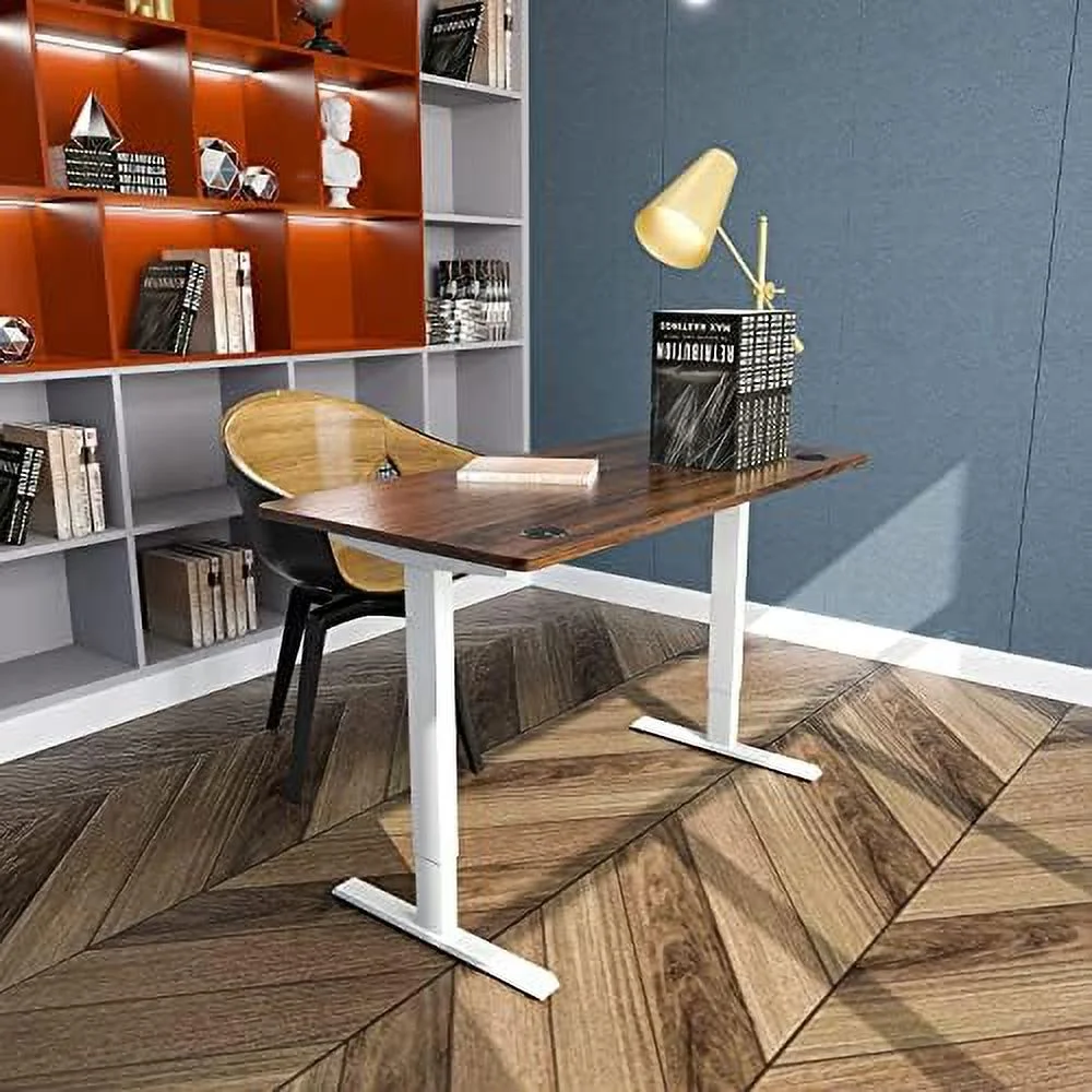 YPDCHB Universal Table Top  48 x 24 inch Rectangular Office Relevance One-Piece Solid Desktop w/ 2 Cable Management Holes  Wooden Desk Top for Electric Standing Desk Frame