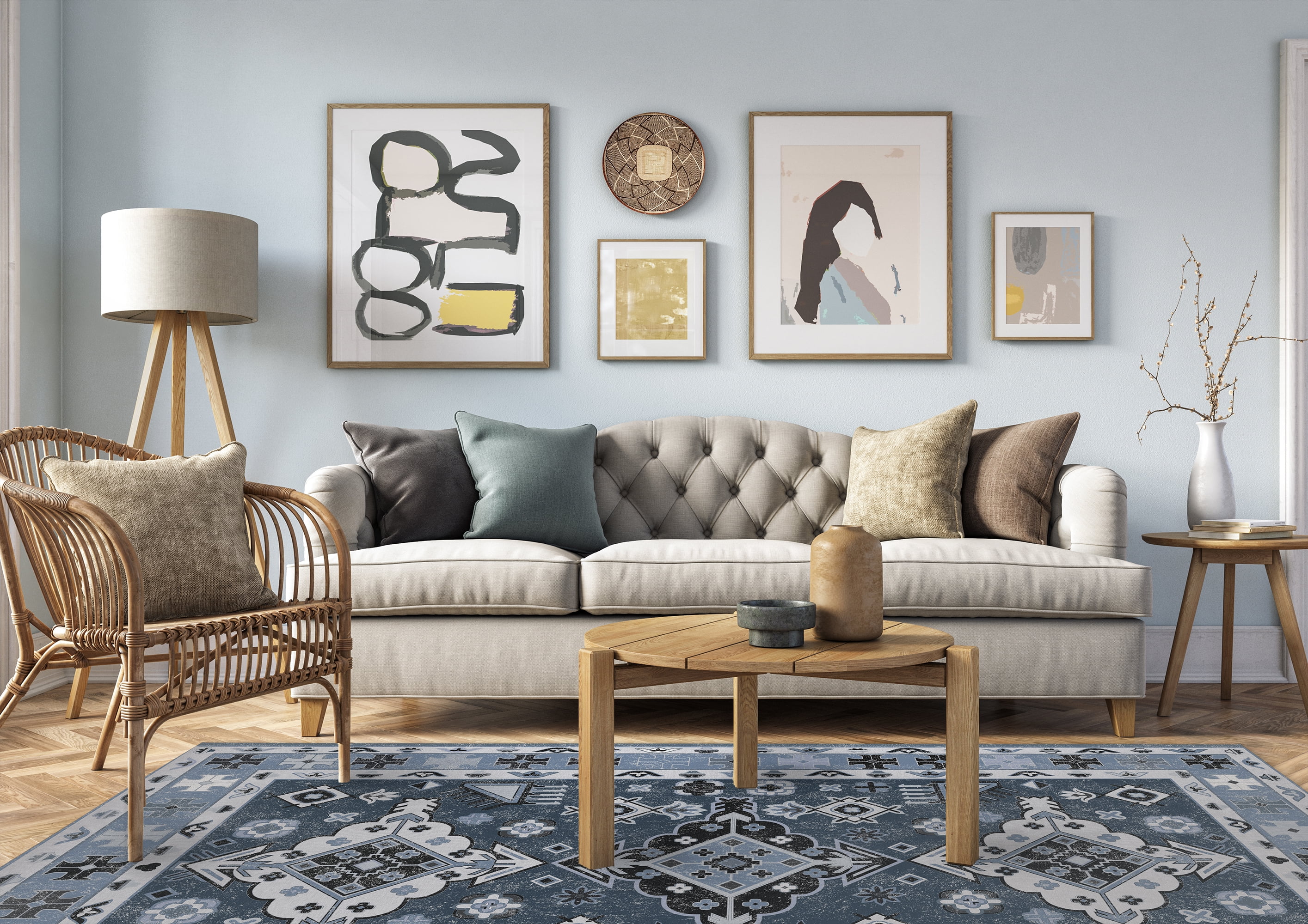 Modern Persian Blue Area Rug by Kavka Designs