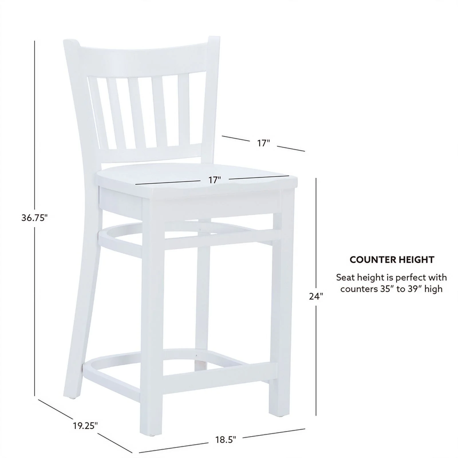 Linon Zane Solid Beechwood Set of 2 Curved Slat Back 24