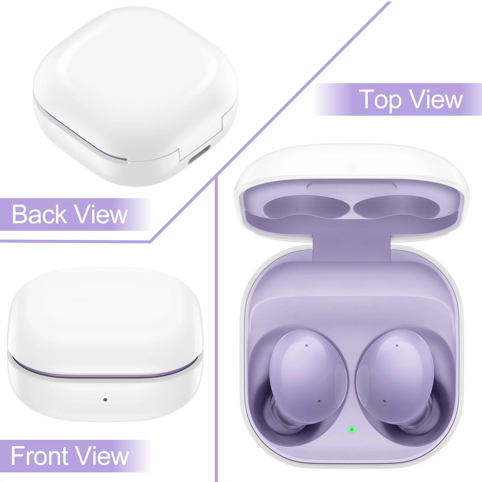 UrbanX Street Buds 2 for Samsung Galaxy S20 FE 5G - Truly Wireless Bluetooth Headphones with Noise Isolation, Amplified Bass and Dual Dynamic Microphone - Purple