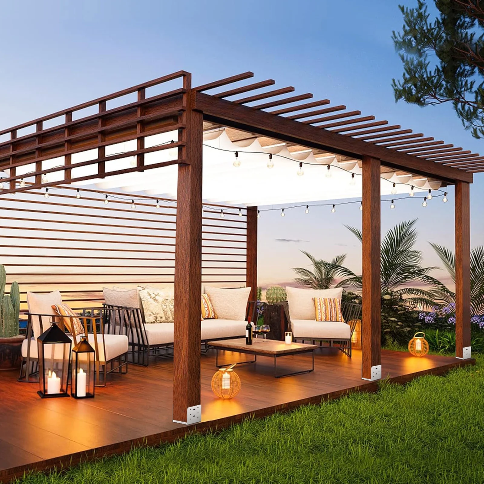 SKYSHALO 1Pcs 6x6 Concrete Deck Post Anchor Base Adjustable Metal Post Bracket Post Base