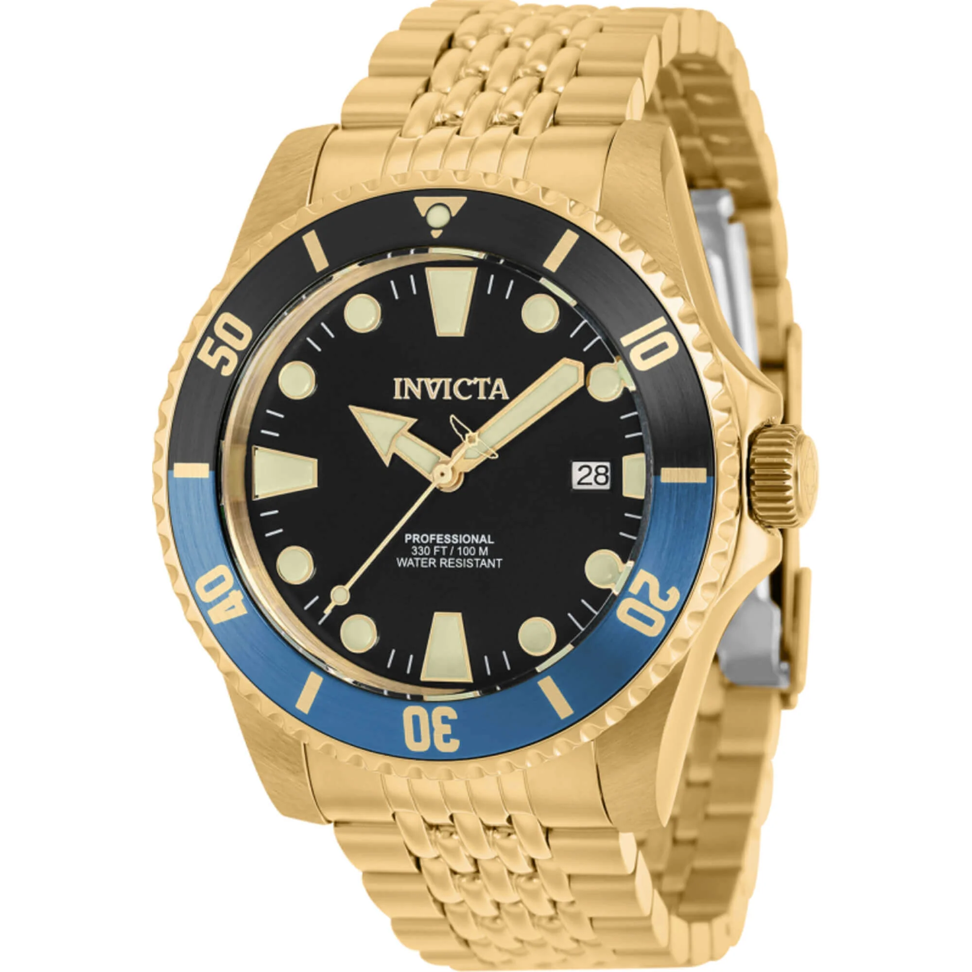 Invicta 39761 Men's Pro Diver Black Dial Yellow Gold Steel Watch