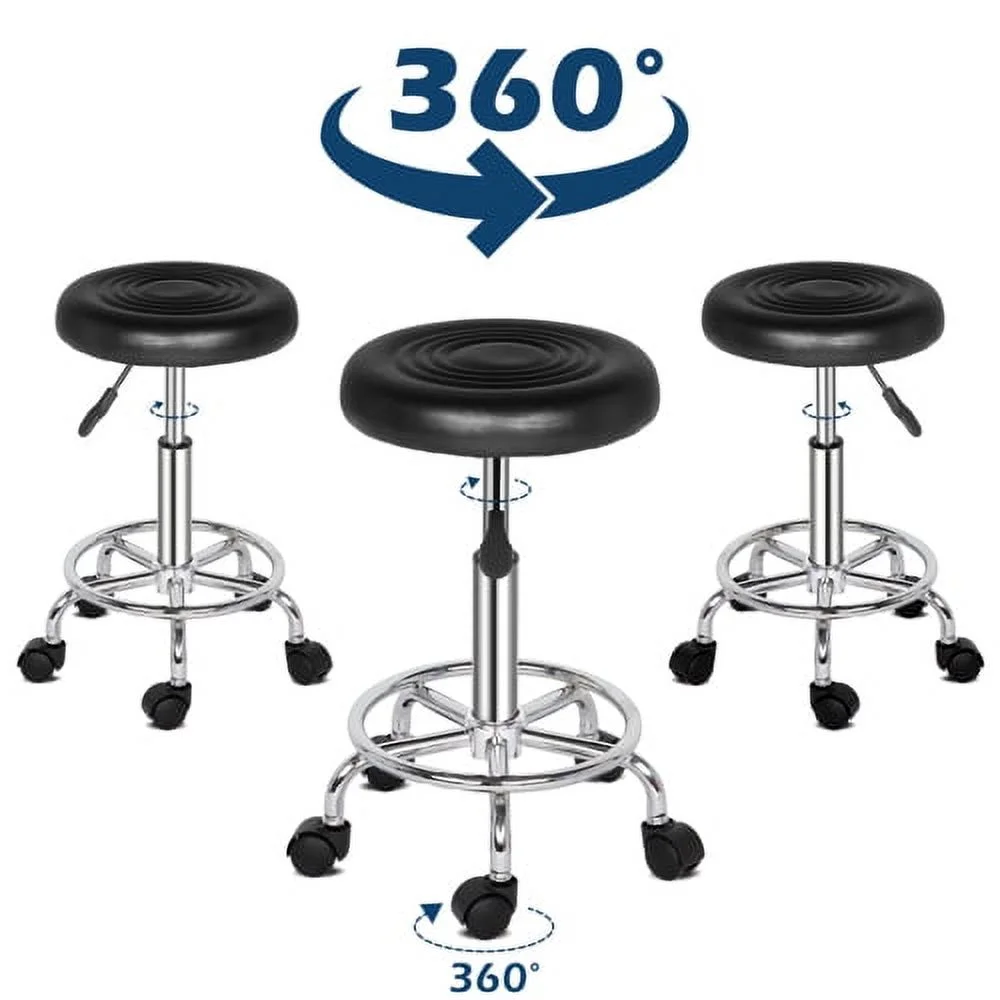 OmySalon Hydraulic Adjustable Rolling Salon Chair Stool360-Degree Wheel