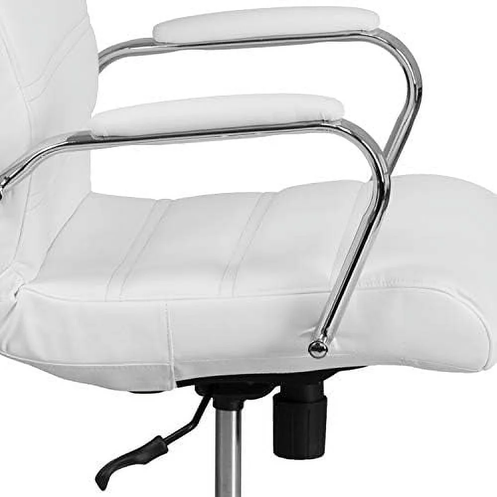 HBBOOMLIFE High Back White LeatherSoft Executive Swivel Office Chair - Rose Gold Frame/Arms