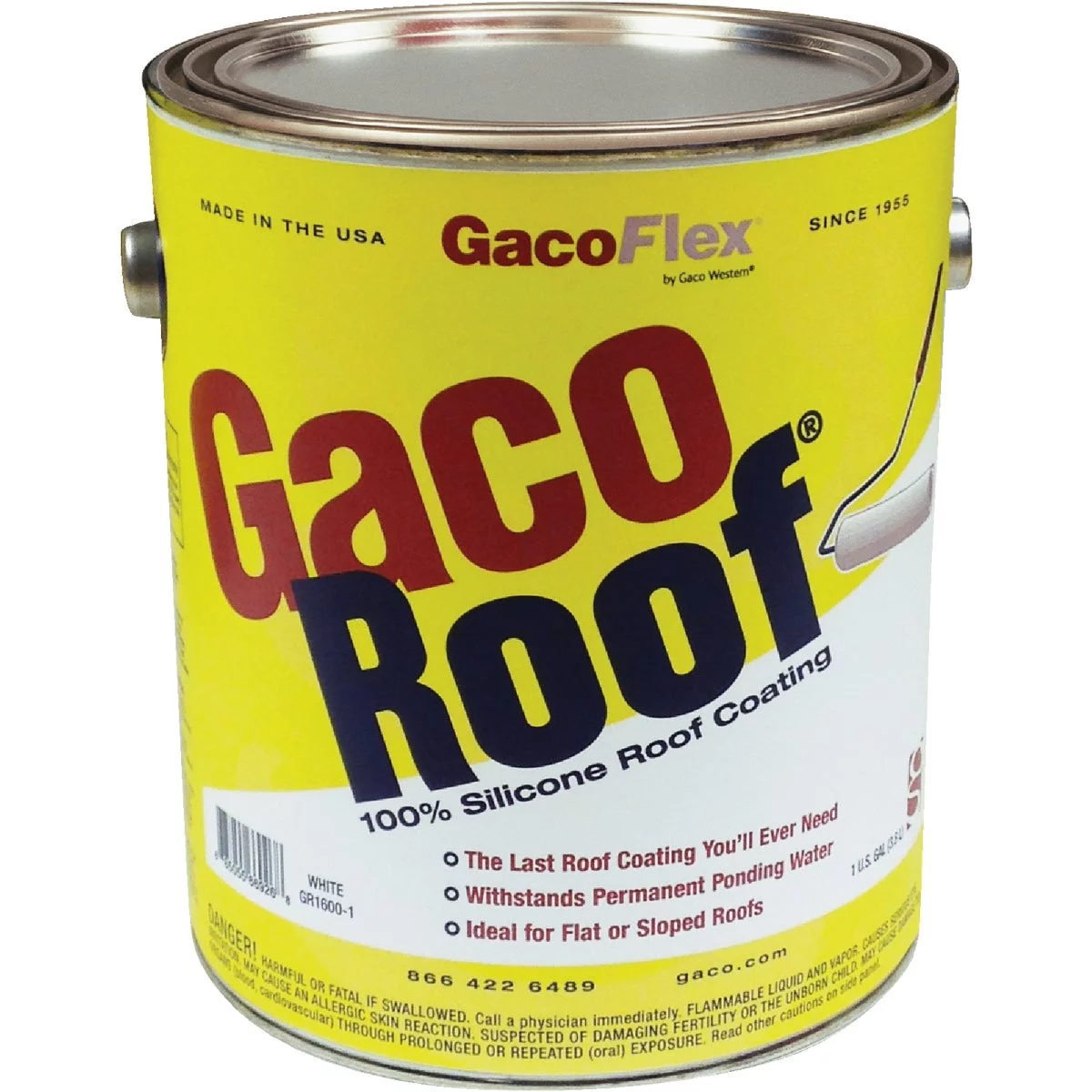 GacoFlex GacoRoof VOC-Compliant Silicone Roof Coating, White, 1 Gal. GR1600C-1